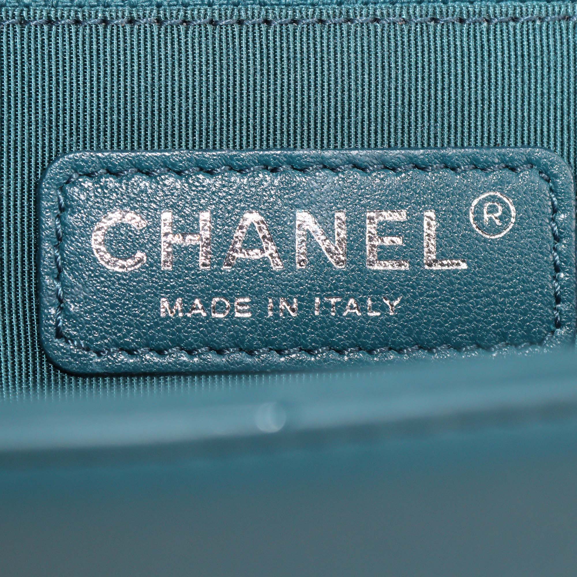 Chanel Teal Blue Quilted Leather New Medium Boy Flap Bag