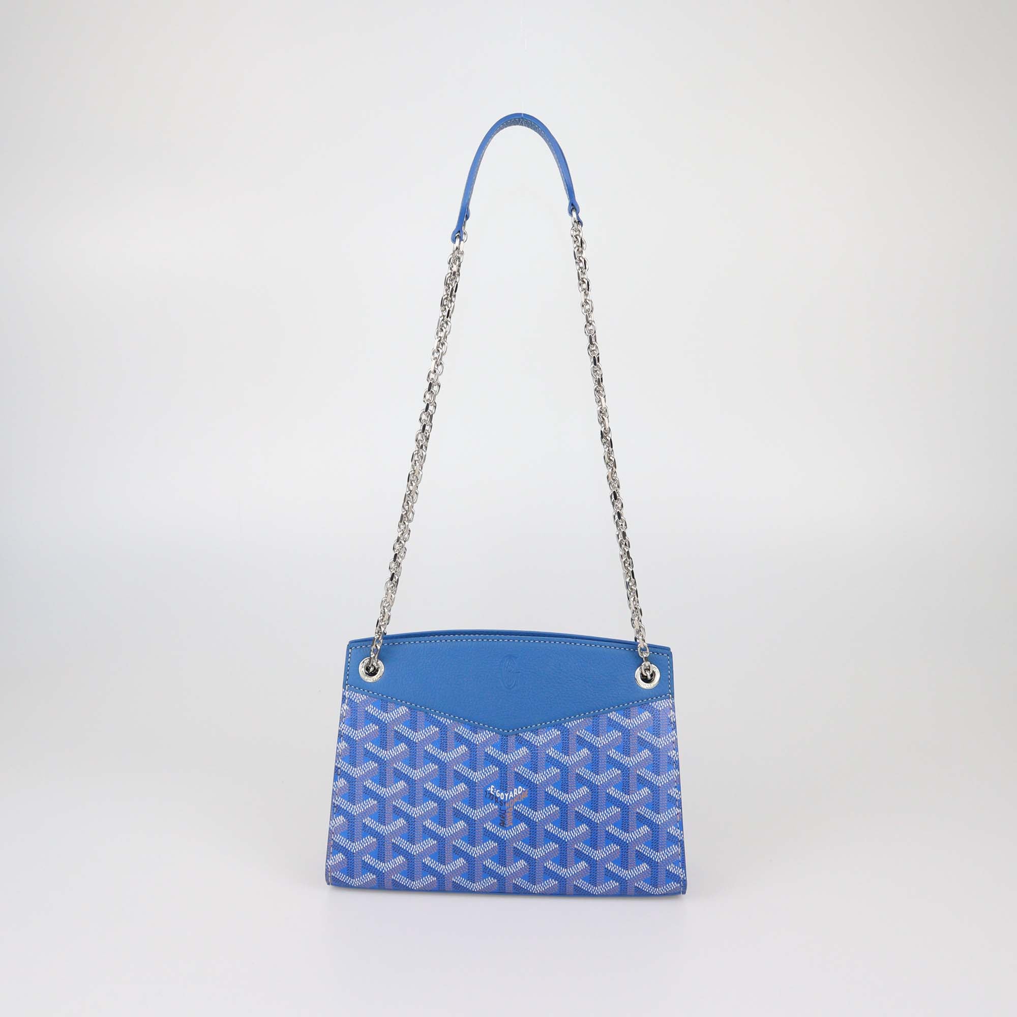 Goyard Blue Goyardine Coated Canvas Leather Rouette Structure Mini Shoulder Bag