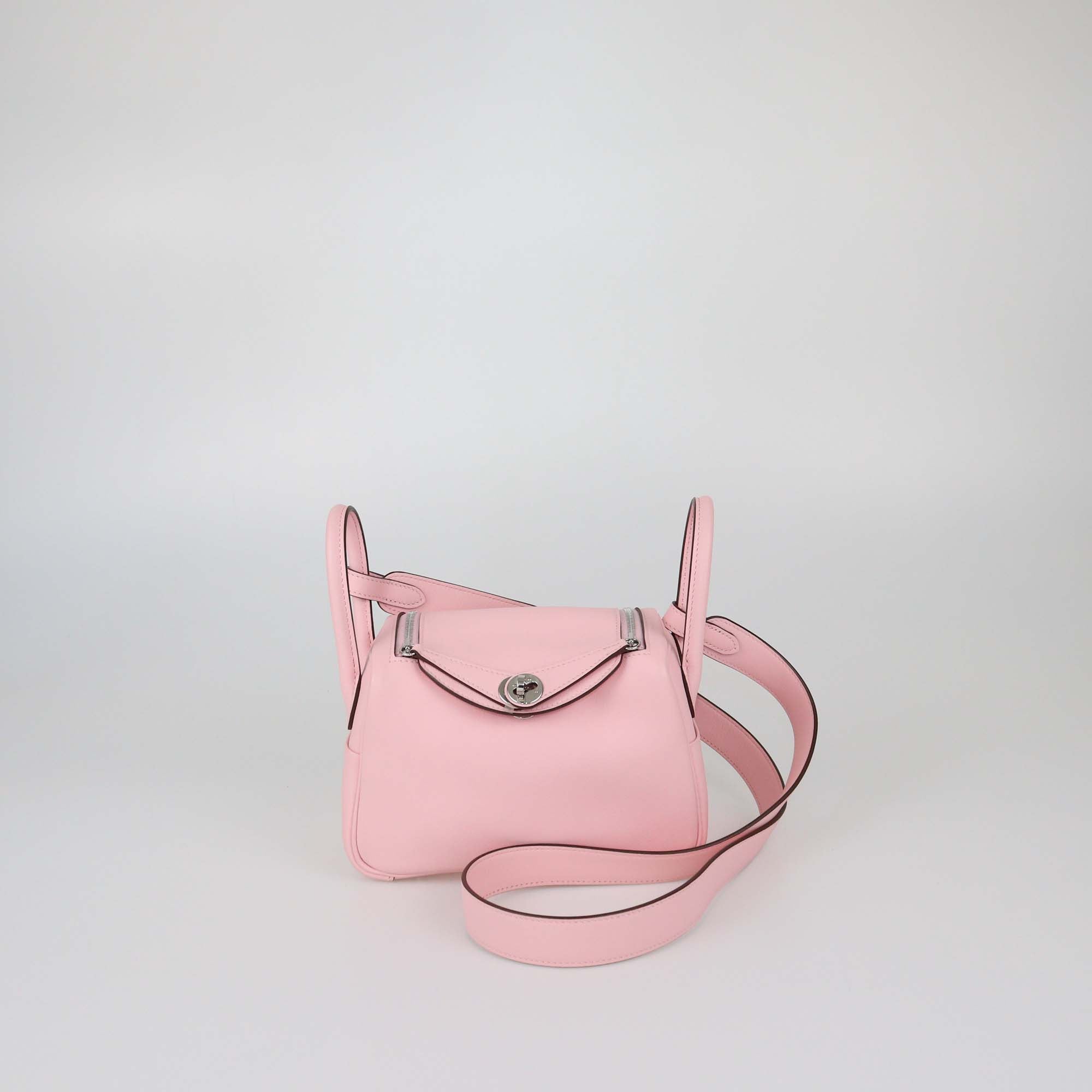 Hermes Rose Sakura Swift Leather Mini Lindy Bag