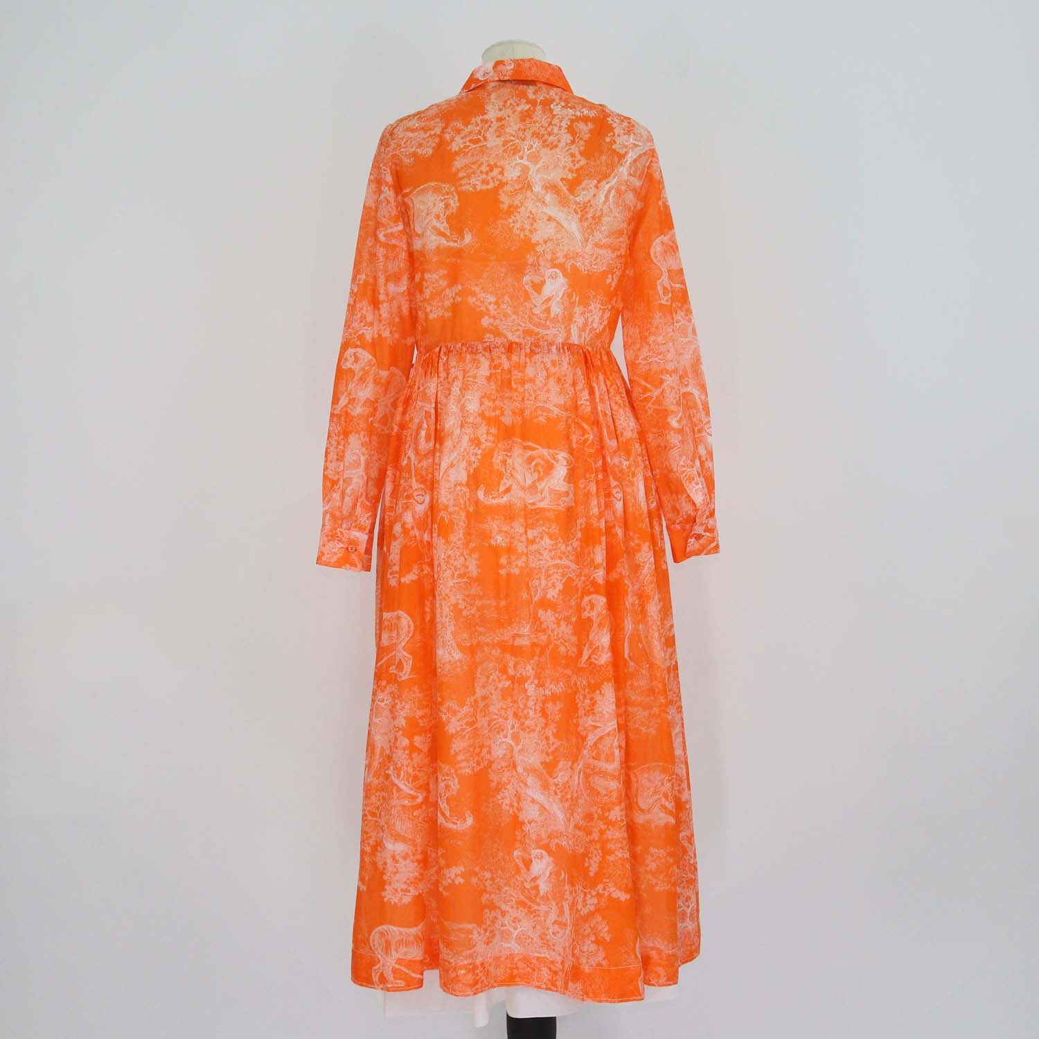 Christian Dior Orange Printed Cotton Dioriviera Toile de Jouy Maxi Shirt Dress