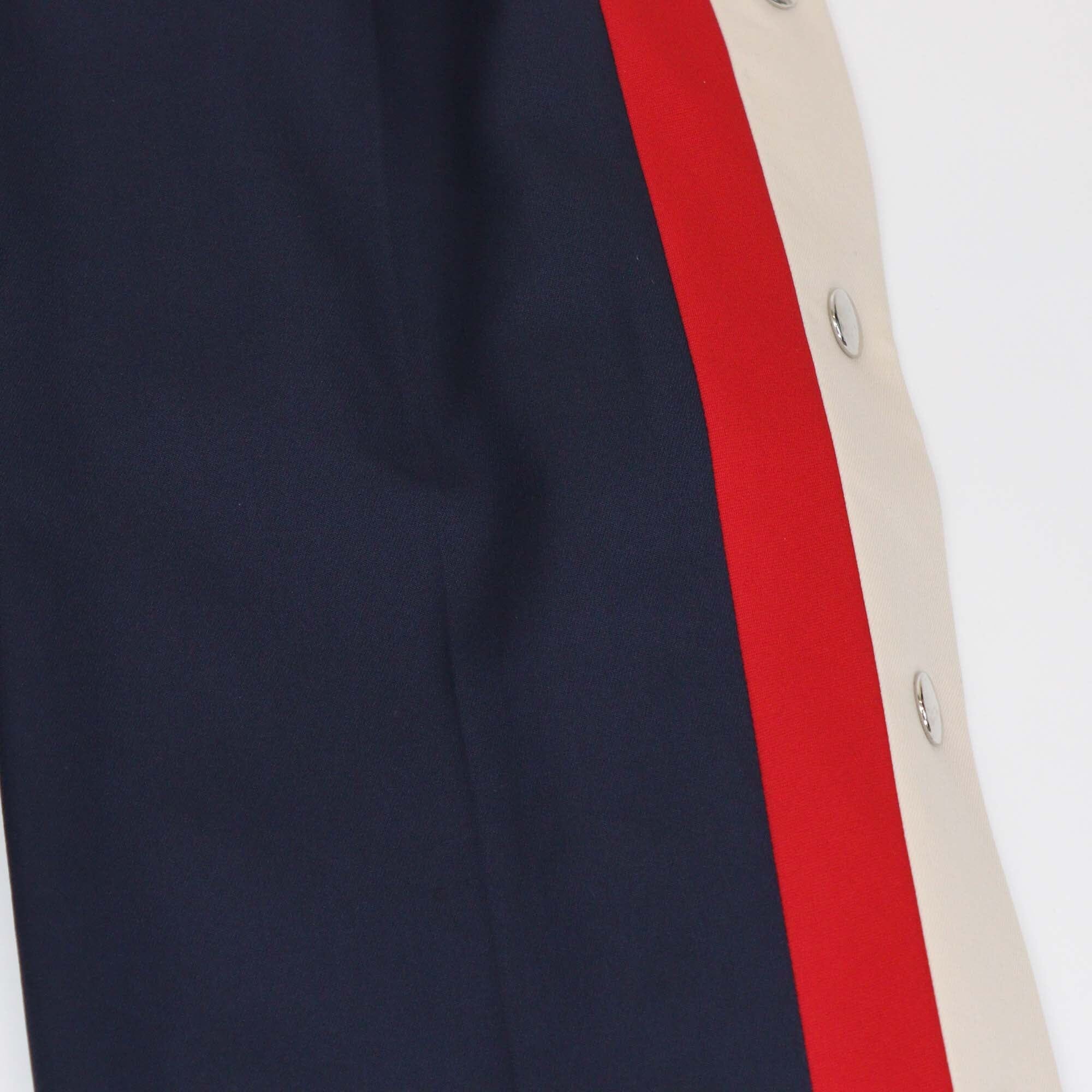 Gucci Navy Blue Striped Side Seam Snap Button Detail Sweatpants Womens Gucci