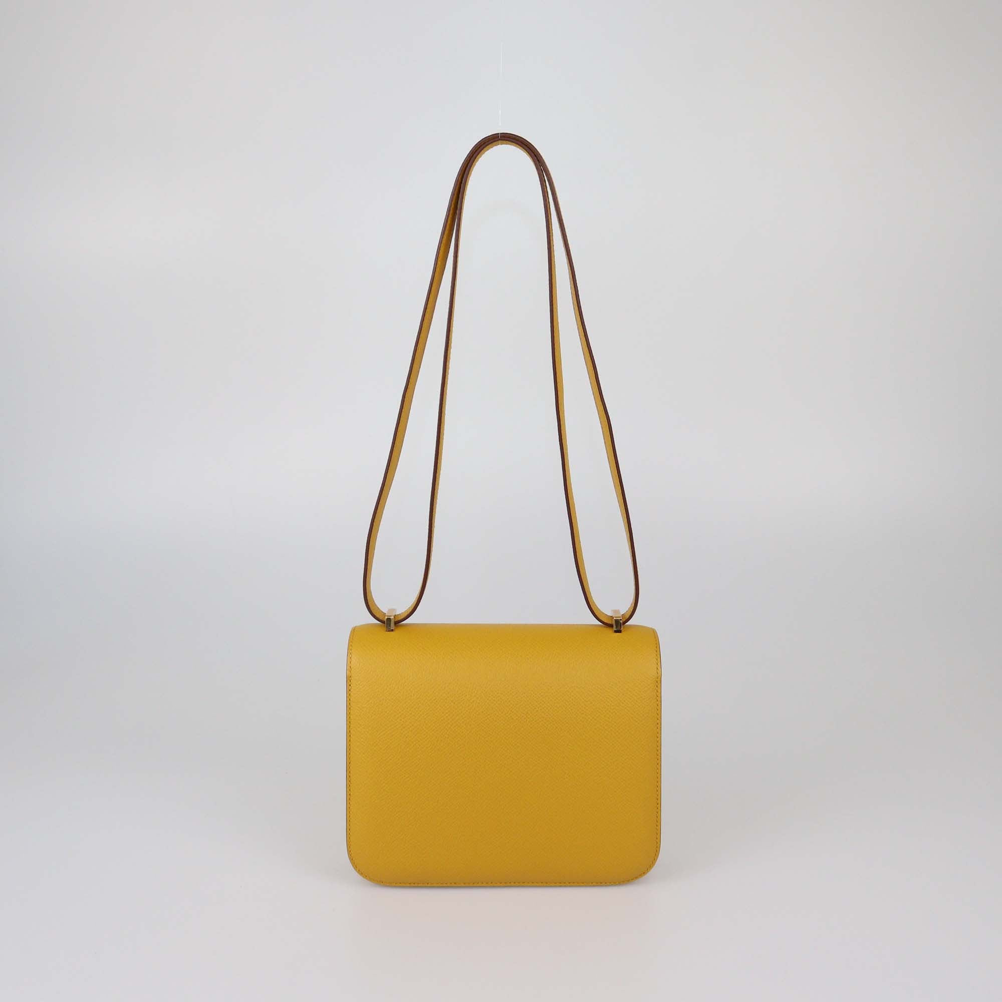 Hermes Jaune Amber Epsom Leather Mini Constance Bag