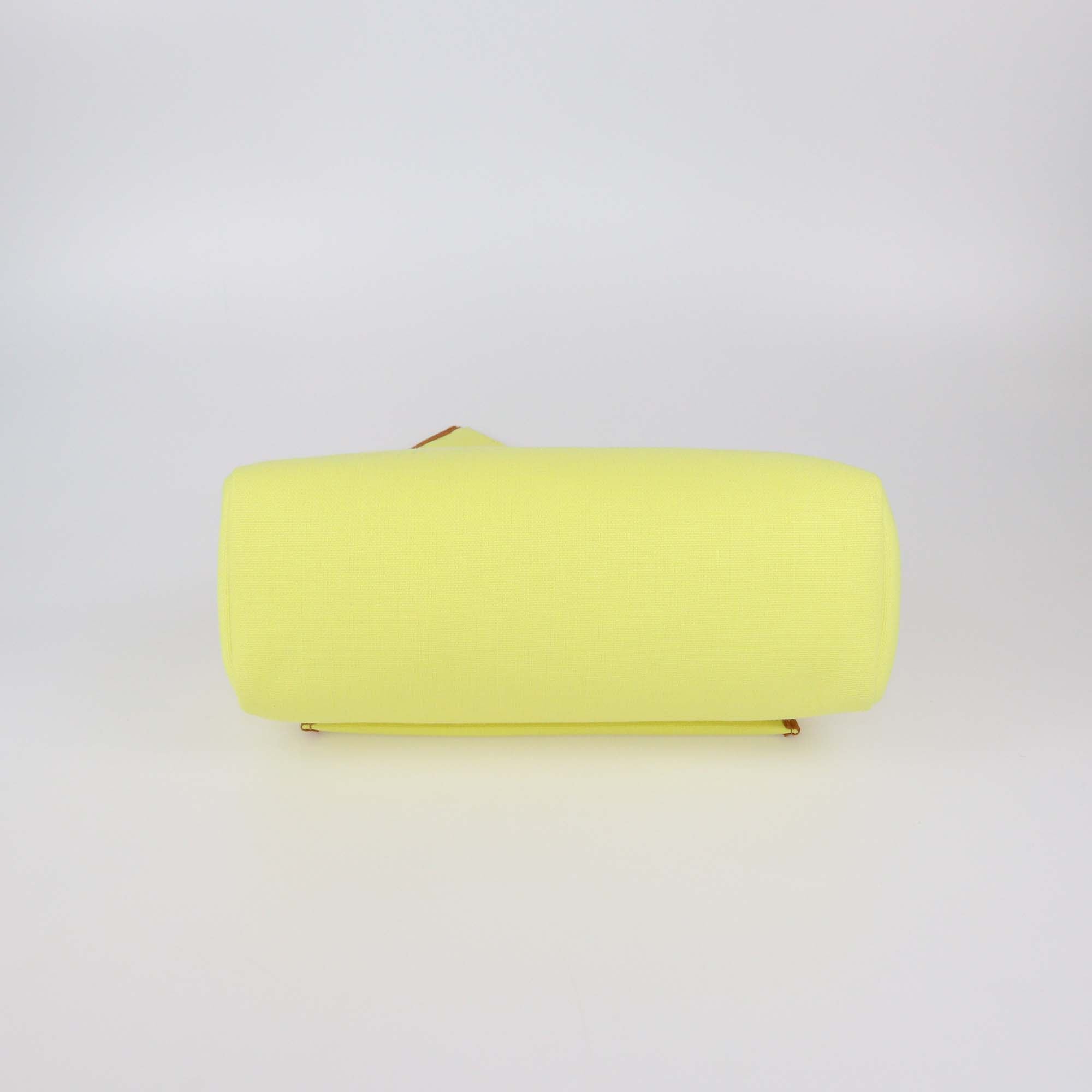 Hermes Lime/Natural Toile and Vache Hunter Herbag Zip 31 bag