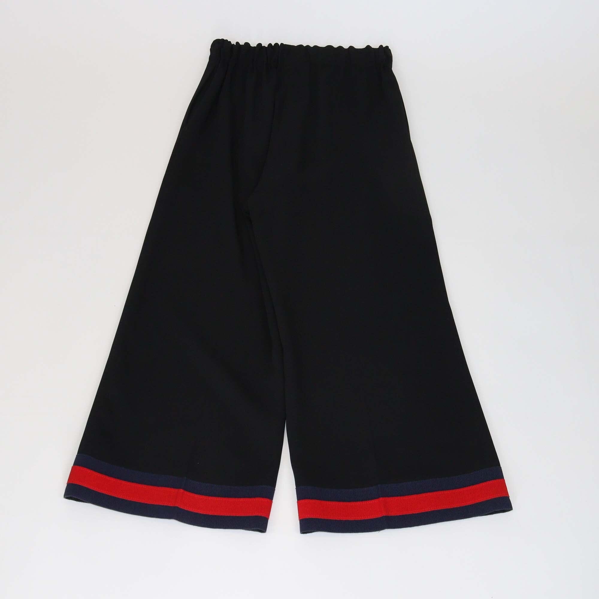 Gucci Black Web Low Rise Wide Leg Pants Womens Gucci