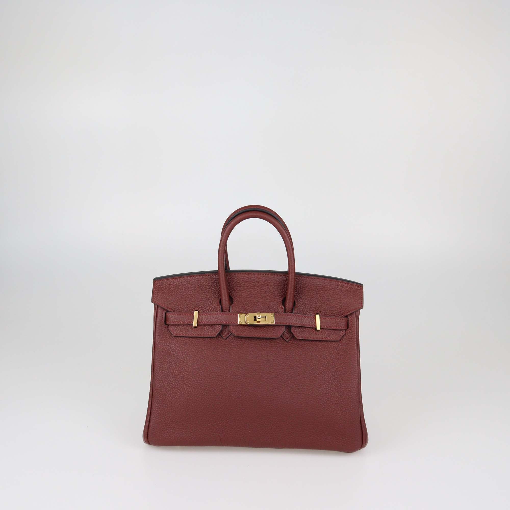Hermes Rouge H Togo Leather Gold Hardware Birkin 25 Bag