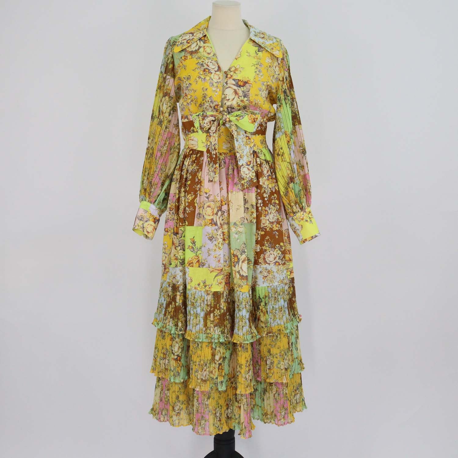 Alemais Multicolor Floral Print Crop Matilde Blouse and Pleated Layered Maxi Shirt Set