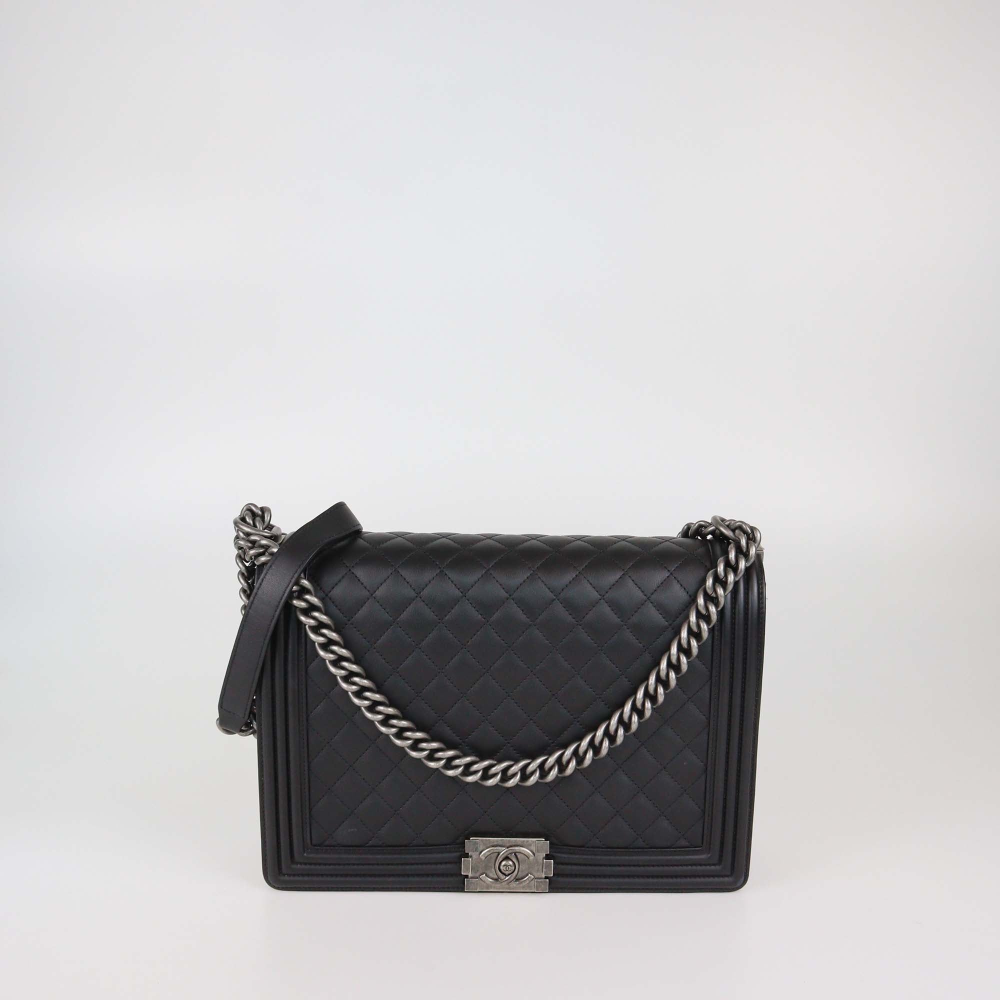 Chanel Black Quilted Leather Large Boy Flap Bag