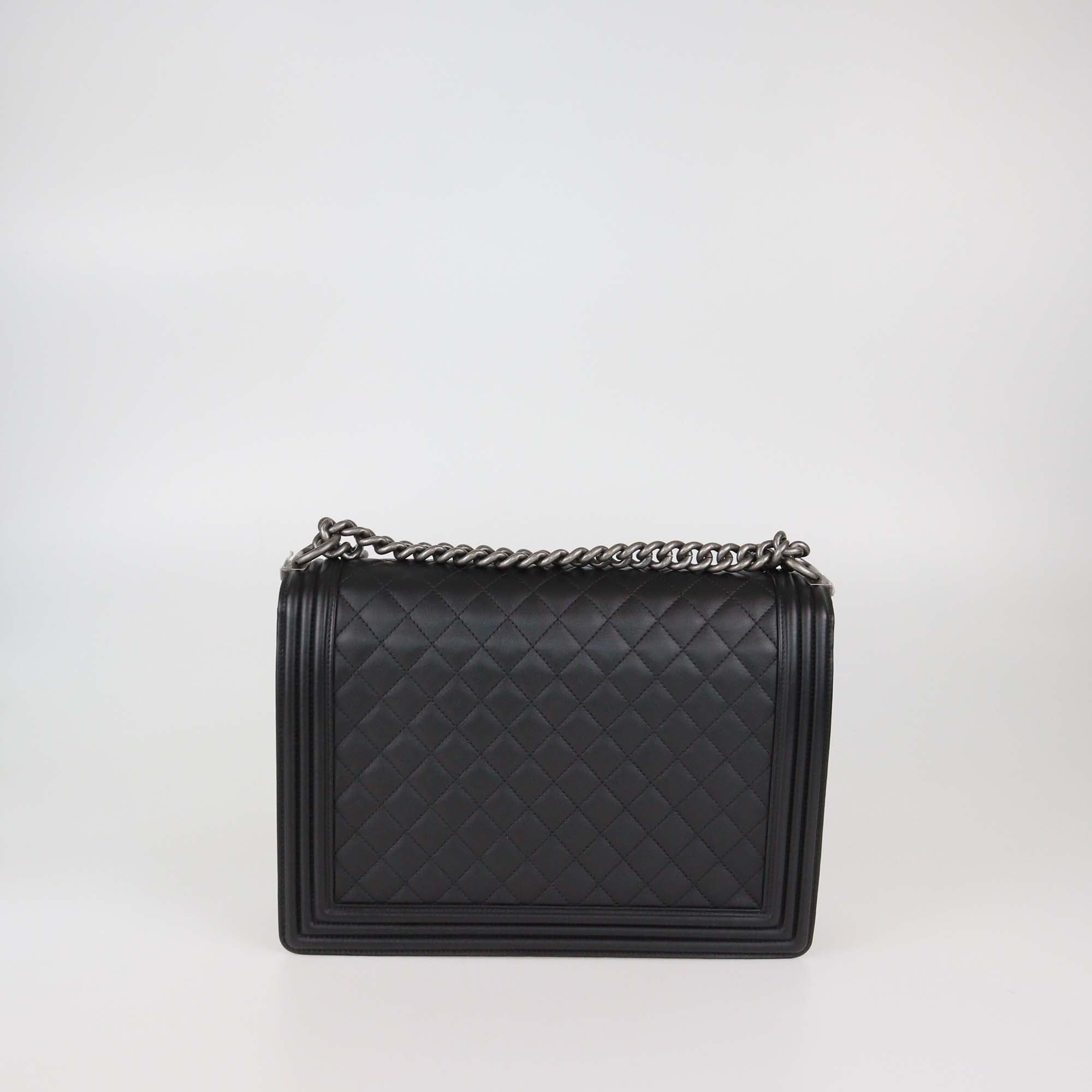 Chanel Black Quilted Leather Large Boy Flap Bag