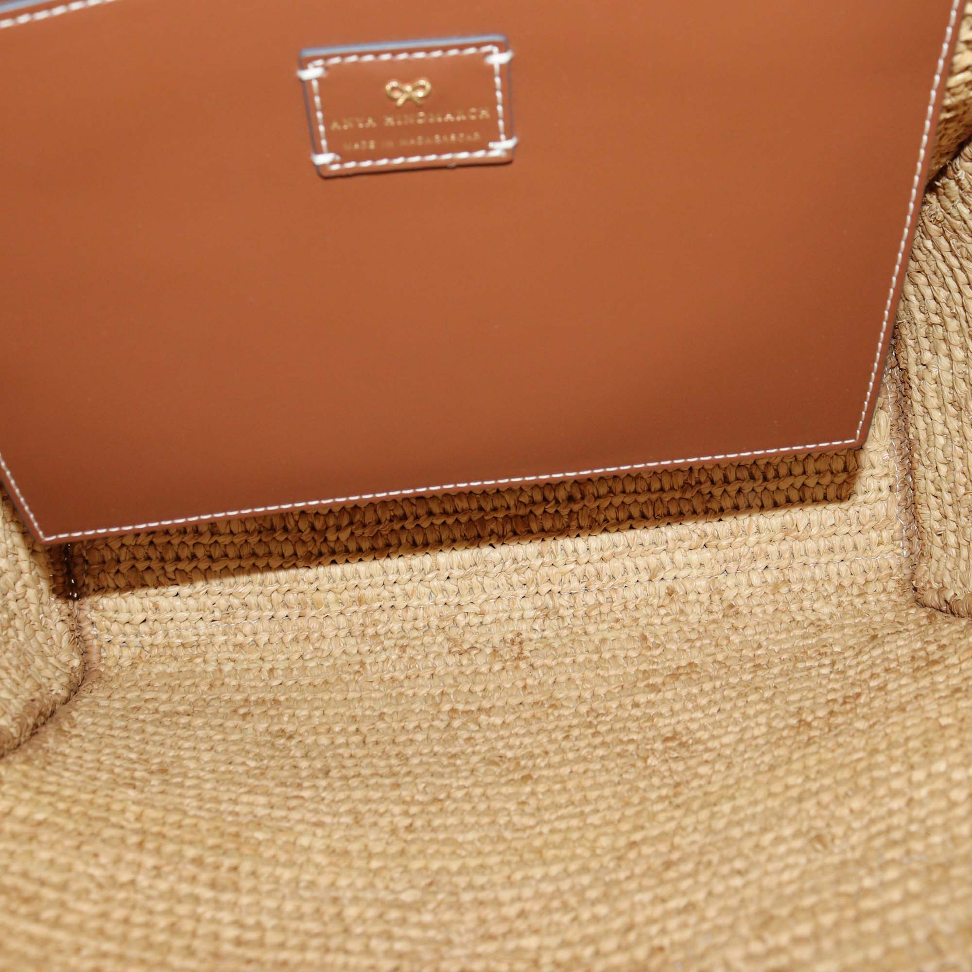 Anya Hindmarch Brown/Natural Raffia Small Eyes N/S Tote