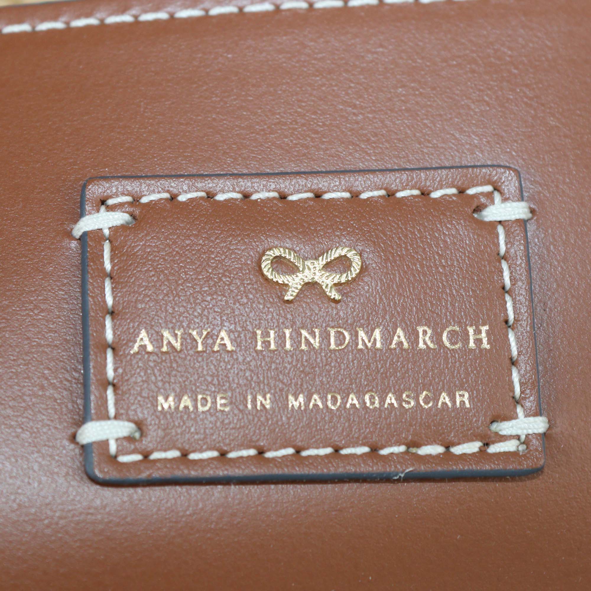 Anya Hindmarch Brown/Natural Raffia Small Eyes N/S Tote