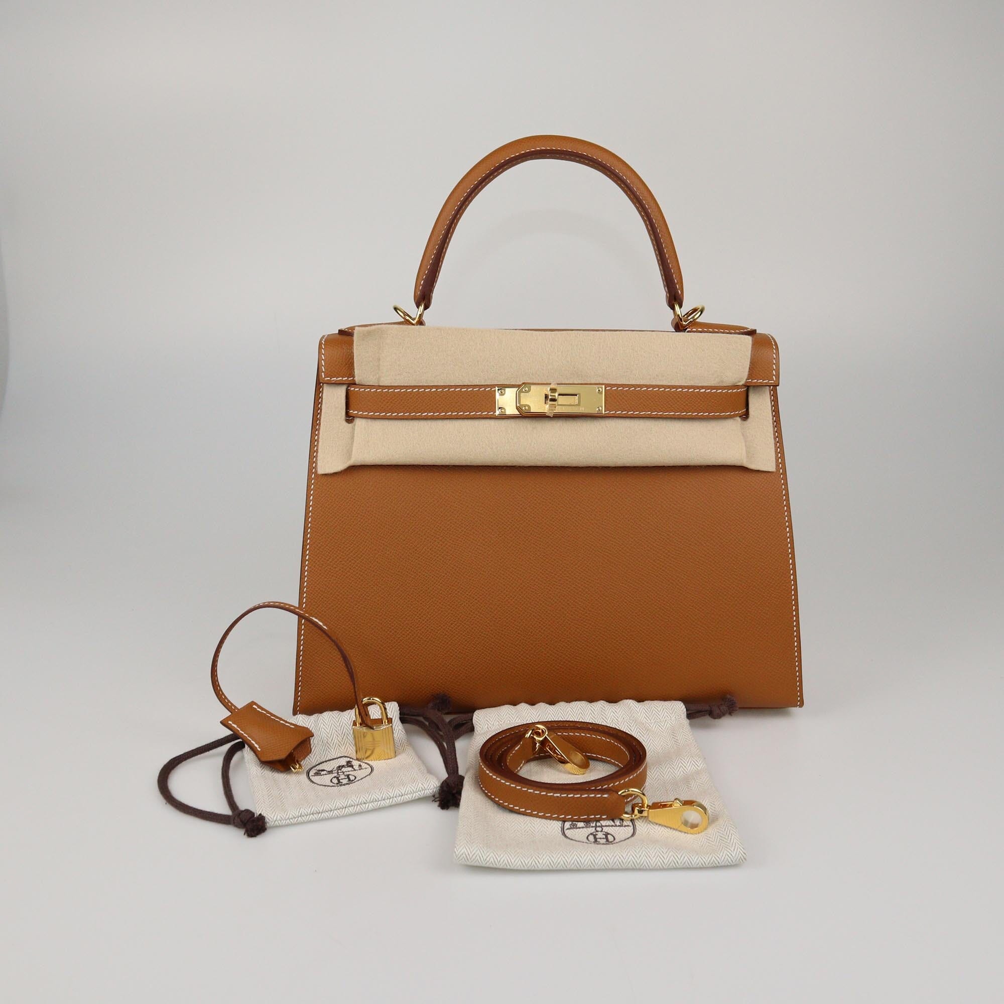 Hermes Gold Epsom Gold Hardware Kelly Sellier 28 Bag Womens Hermes