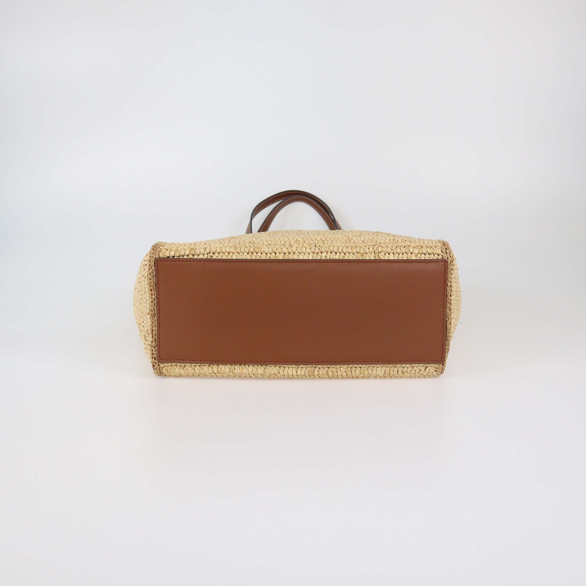 Anya Hindmarch Brown/Natural Raffia Small Eyes N/S Tote