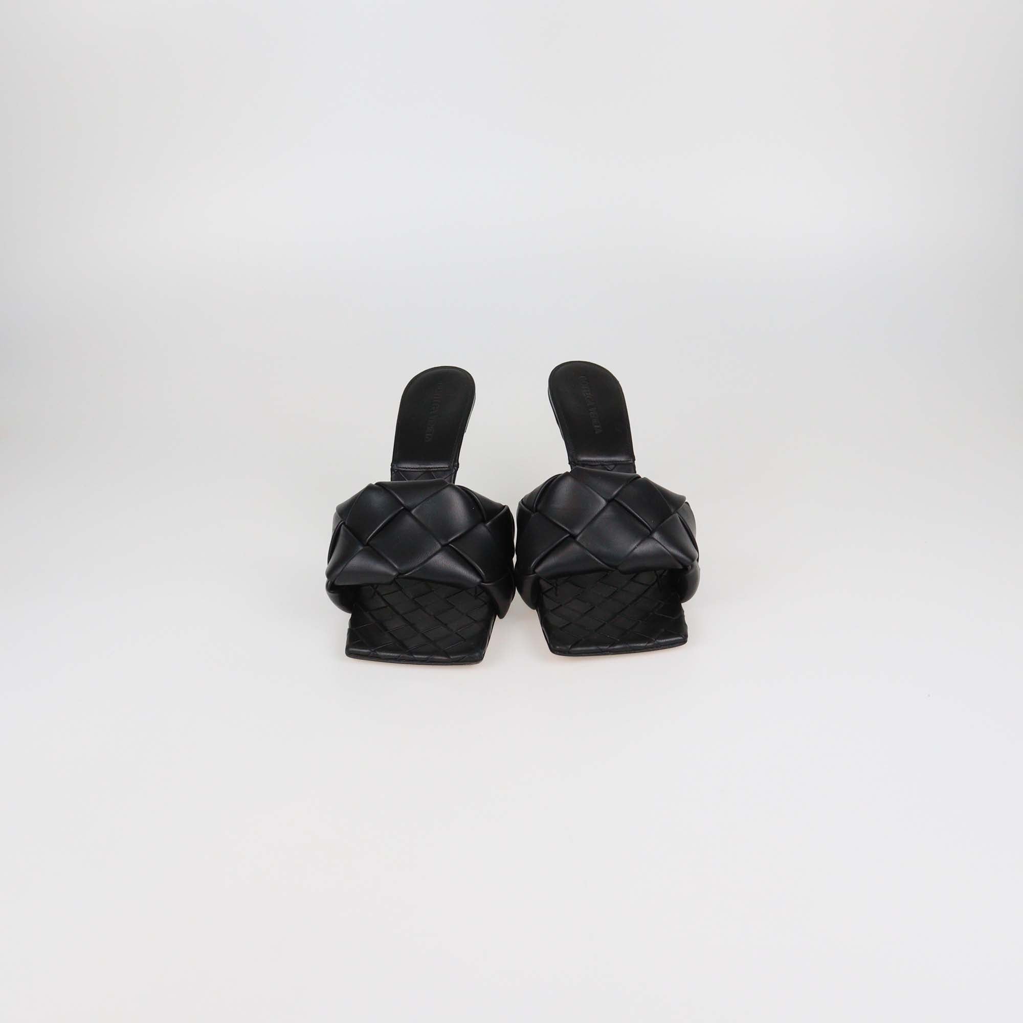 Bottega Veneta Black Intrecciato Leather Lido Slide Sandals