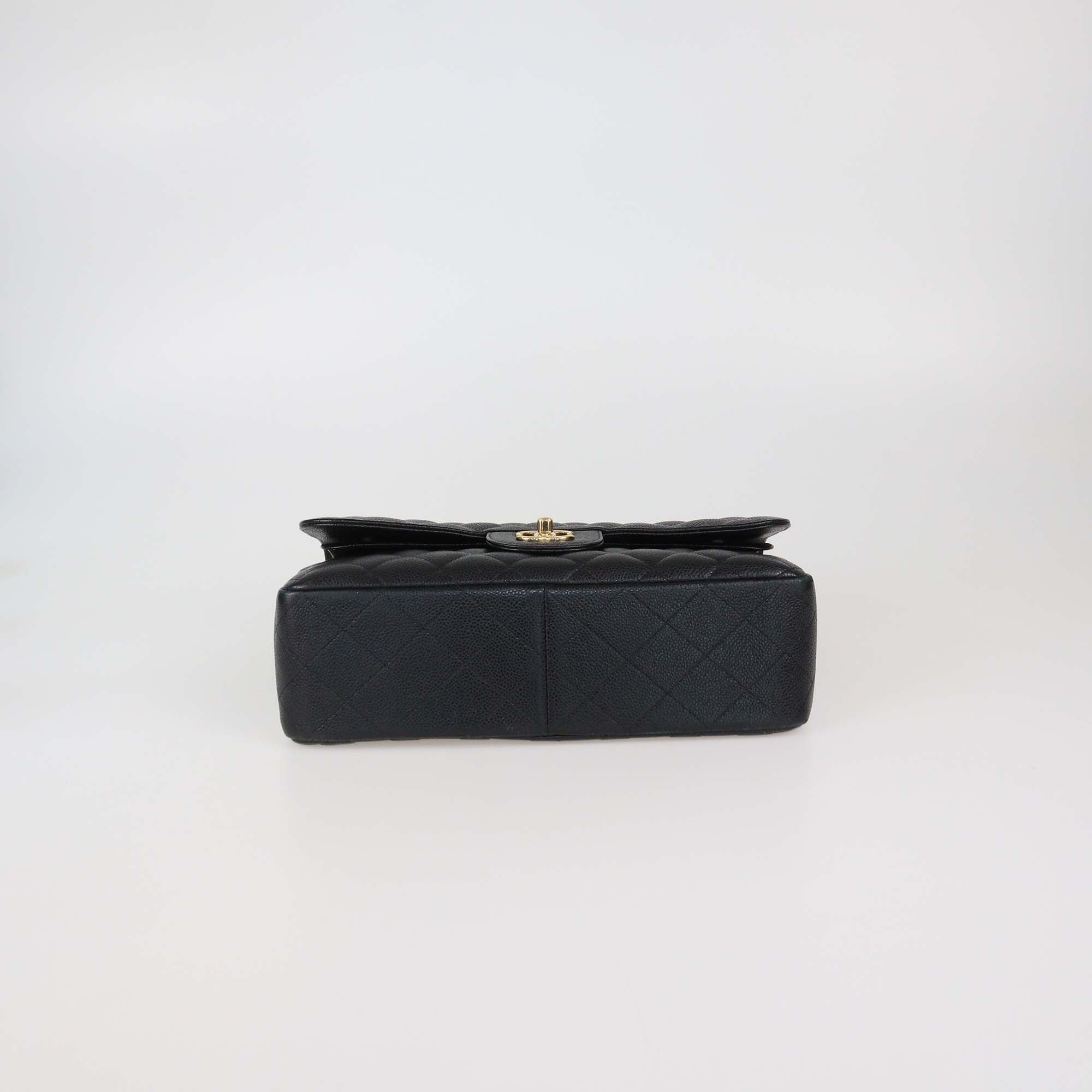 Chanel Black Quilted Caviar Leather Jumbo Classic Double Flap Bag