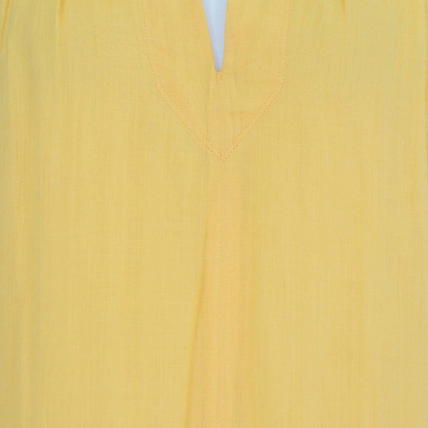 Frame Yellow Cotton Kaftan Long Sleeves Maxi Dress