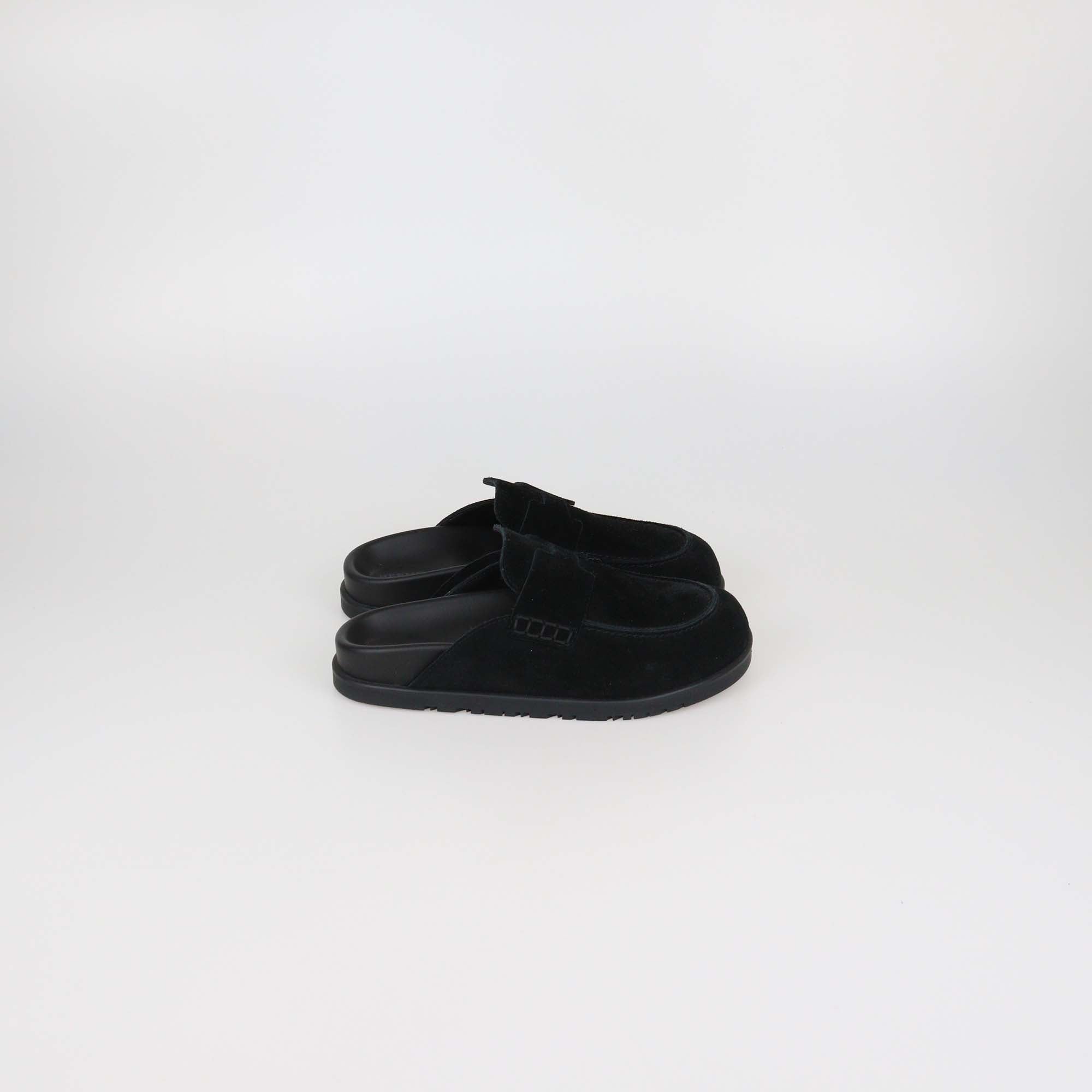 Hermes Black Suede Go Mules