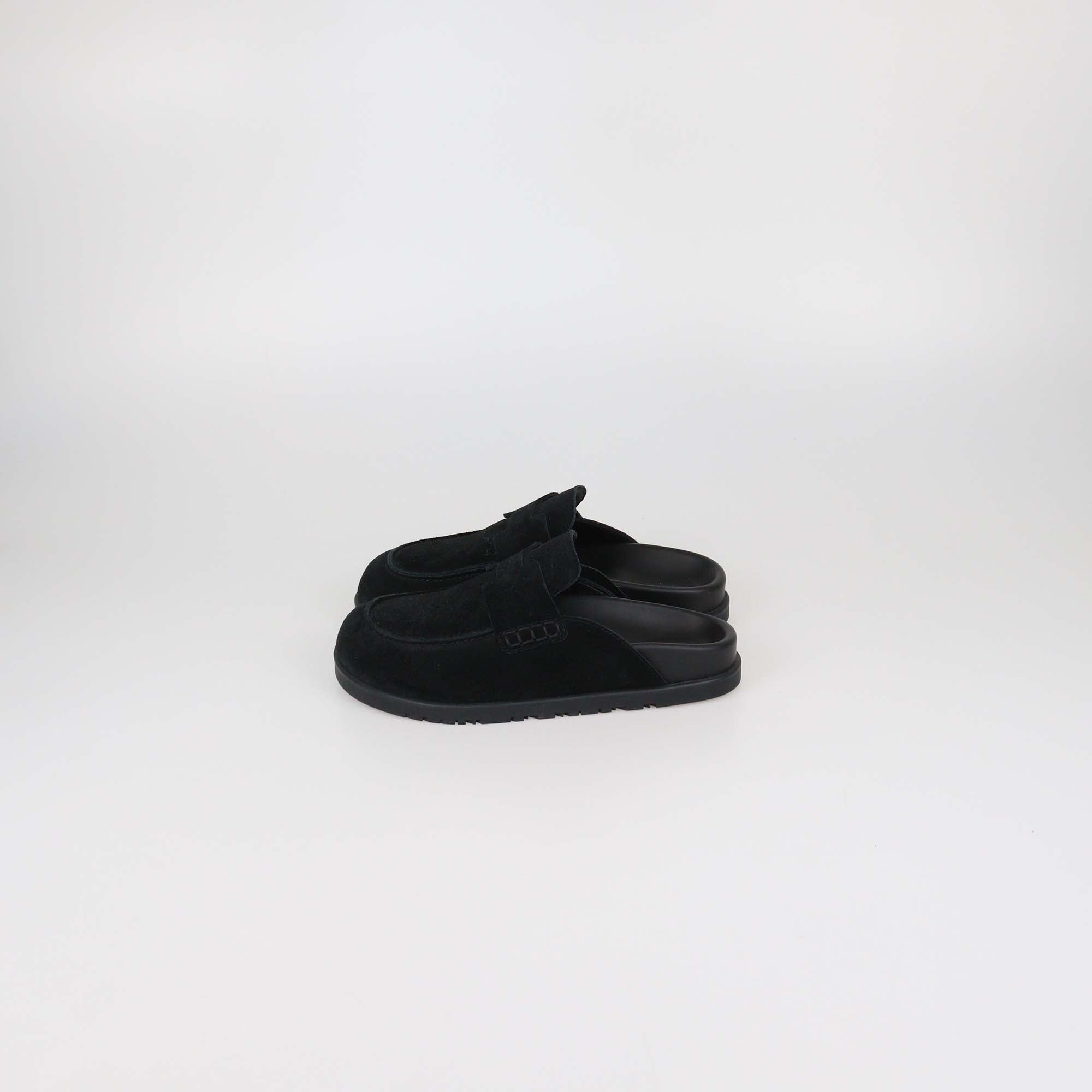 Hermes Black Suede Go Mules