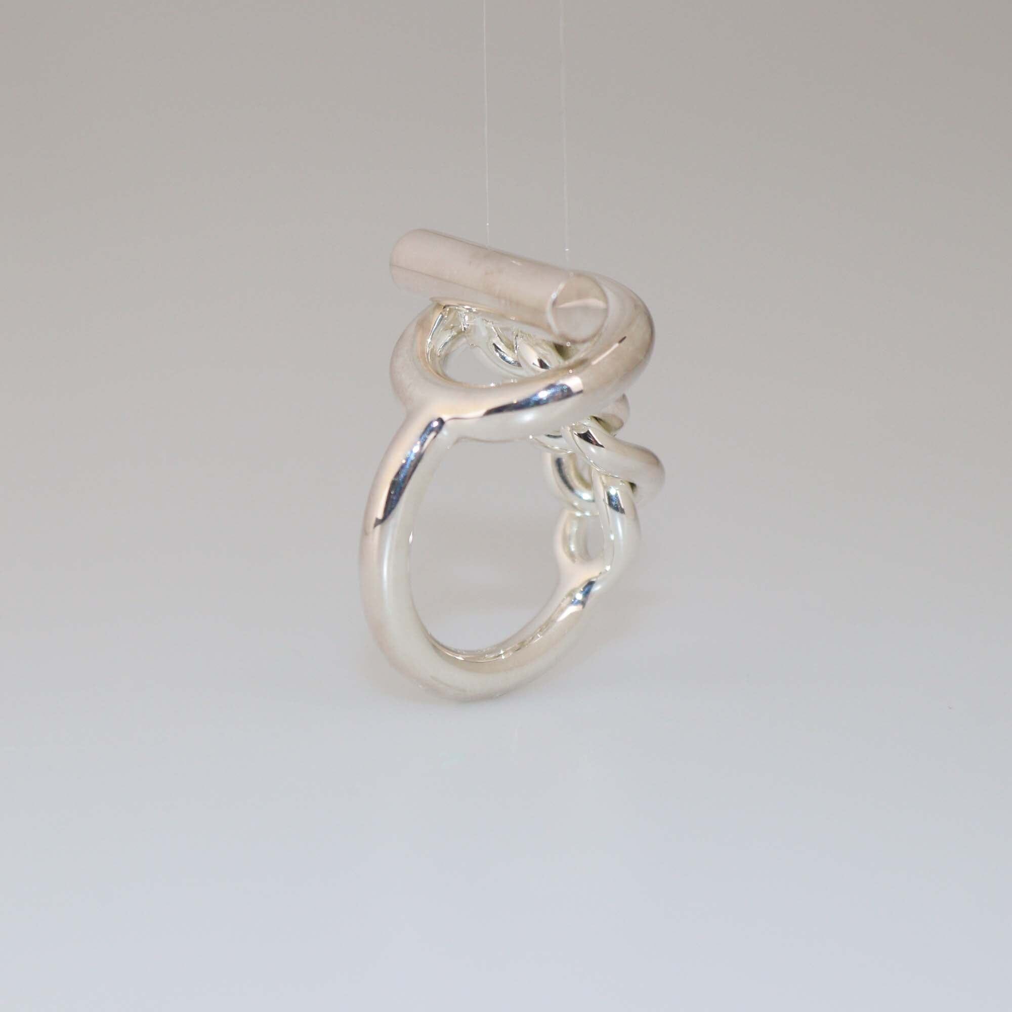 Hermes Silver Croisette Ring Large Model Womens Hermes