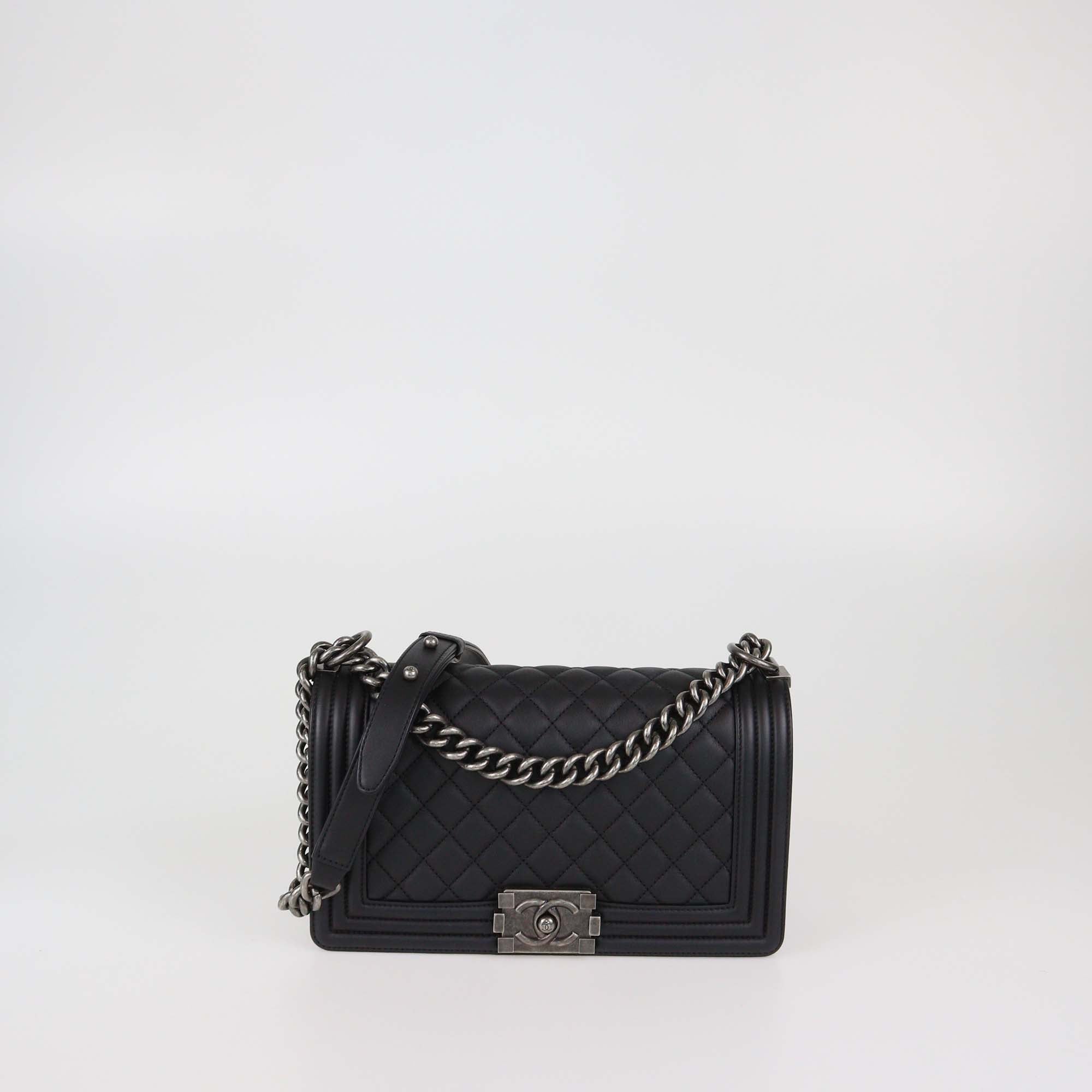Chanel Black Quilted Leather Medium Boy Flap Bag
