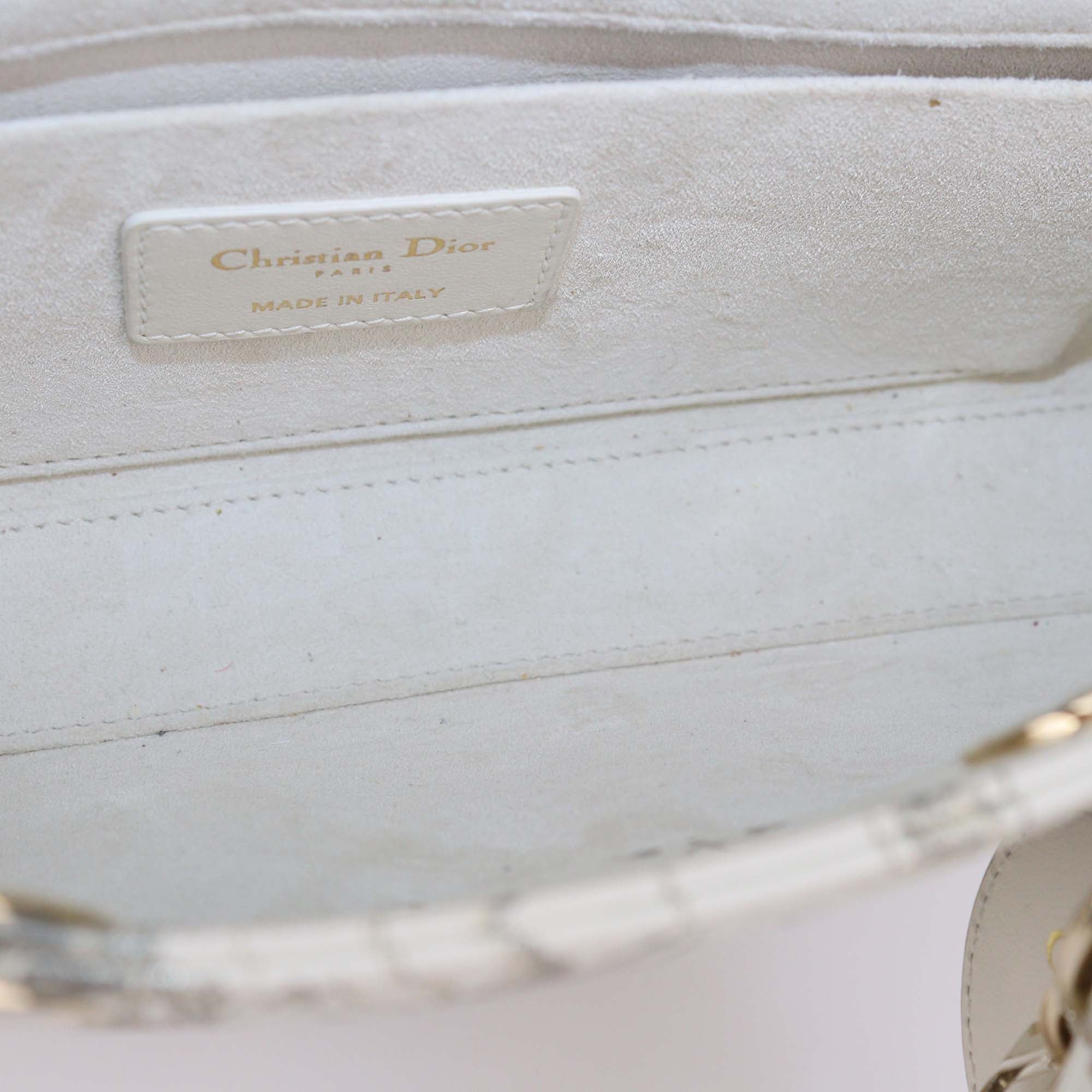 Christian Dior Off White Leather Medium Cabinet De Curiosites Lady D-Joy Tote