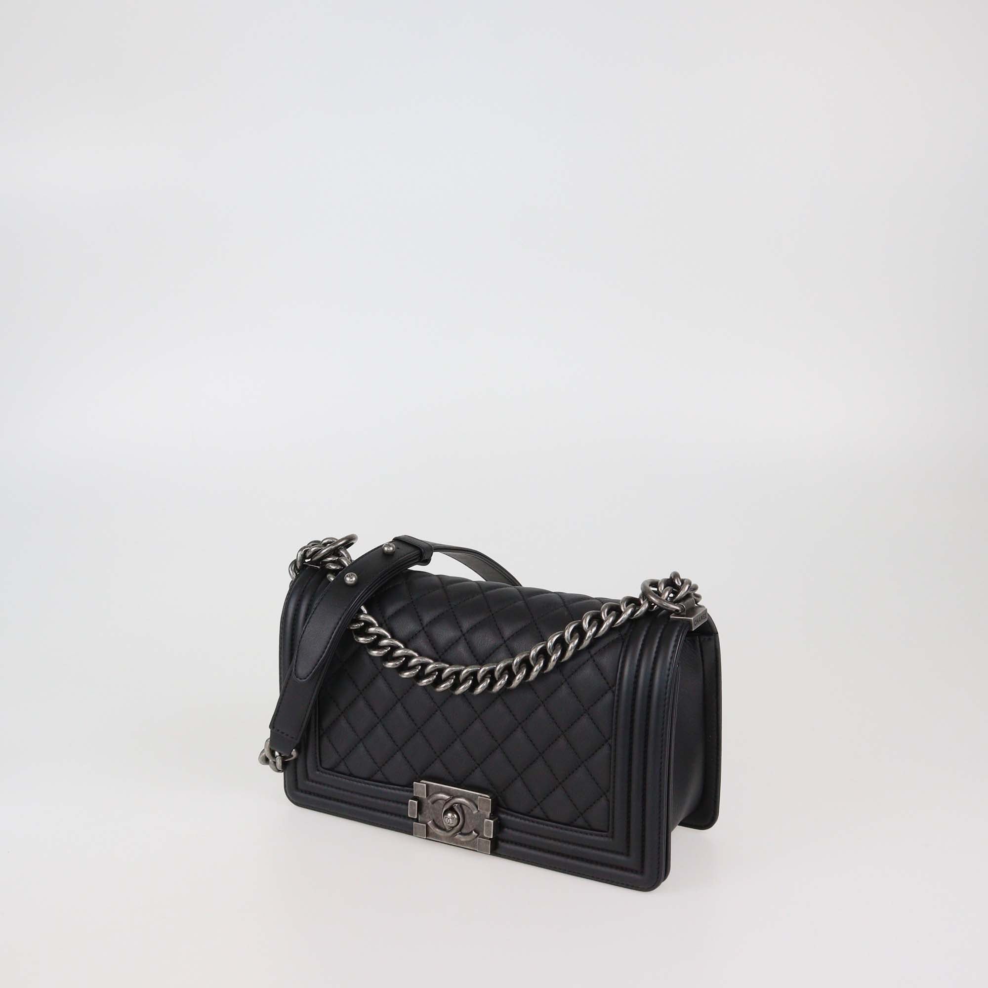 Chanel Black Quilted Leather Medium Boy Flap Bag