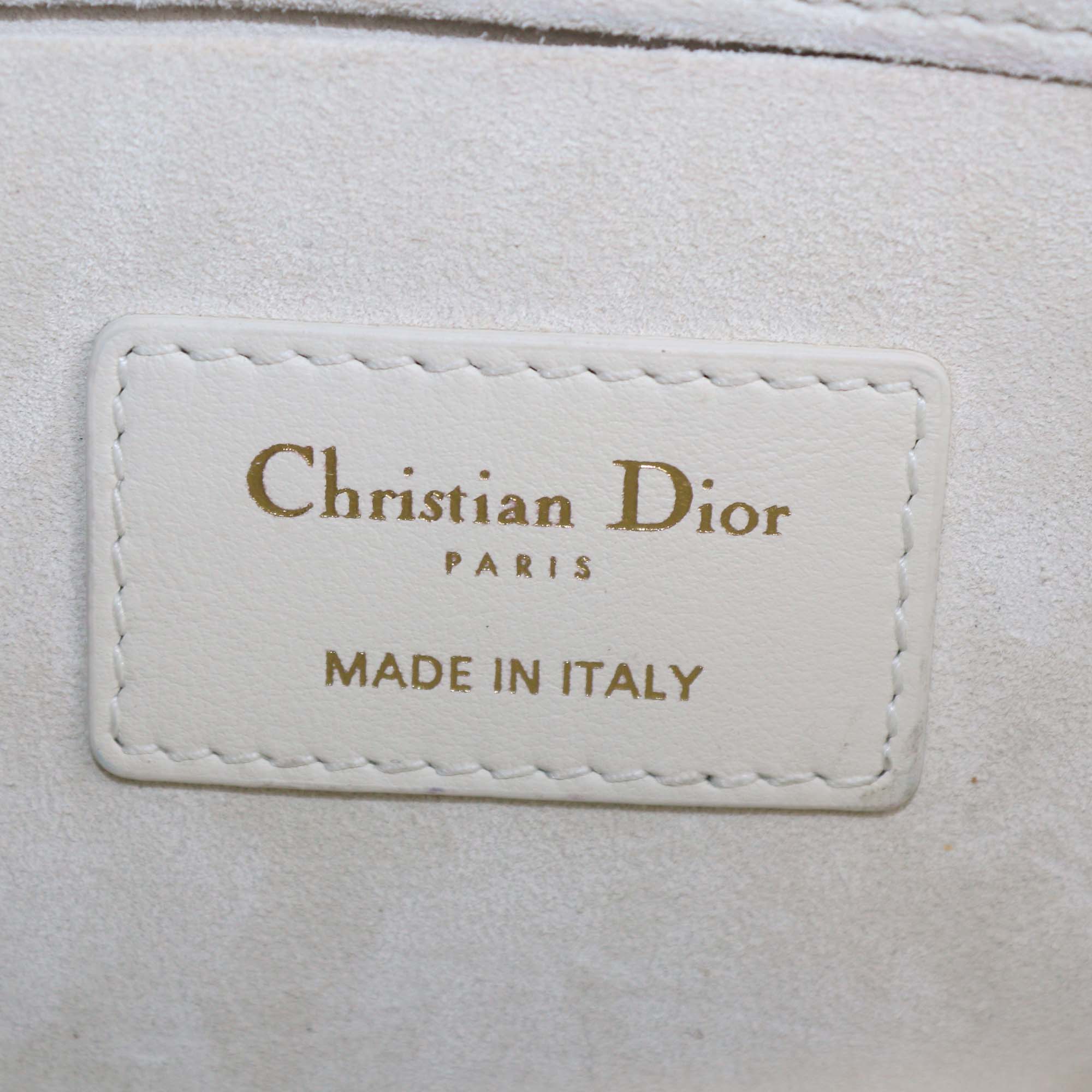 Christian Dior Off White Leather Medium Cabinet De Curiosites Lady D-Joy Tote