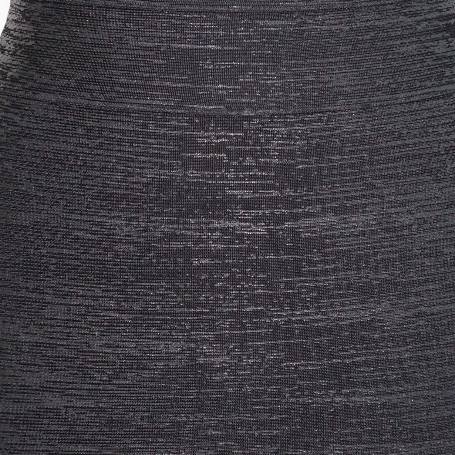 Herve Leger Black/Grey Rayon Stretch Mini Skirt