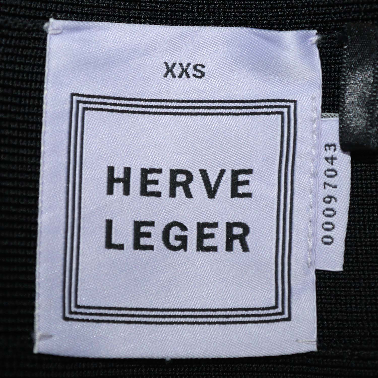 Herve Leger Black/Grey Rayon Stretch Mini Skirt