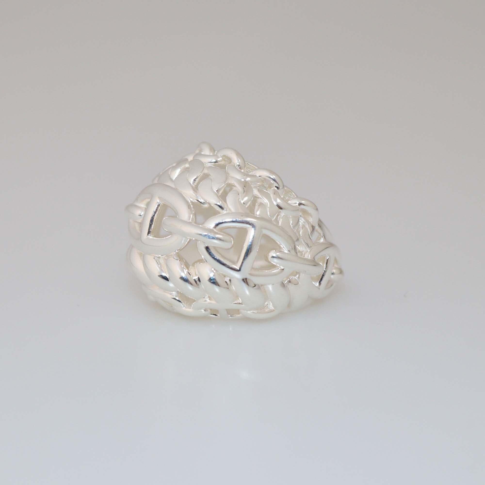 Hermes Silver Chaine D' Ancre Mulltichaines Large Ring Womens Hermes