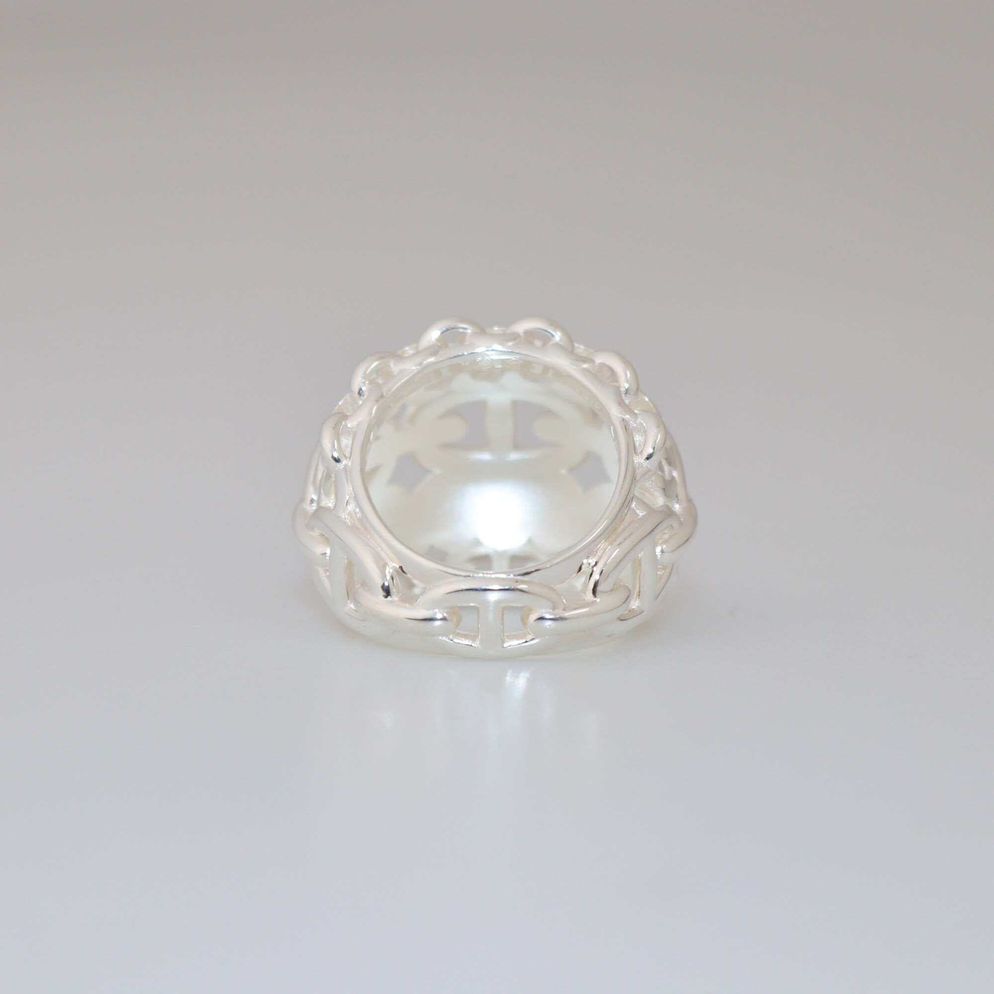 Hermes Silver Chaine D' Ancre Mulltichaines Large Ring Womens Hermes