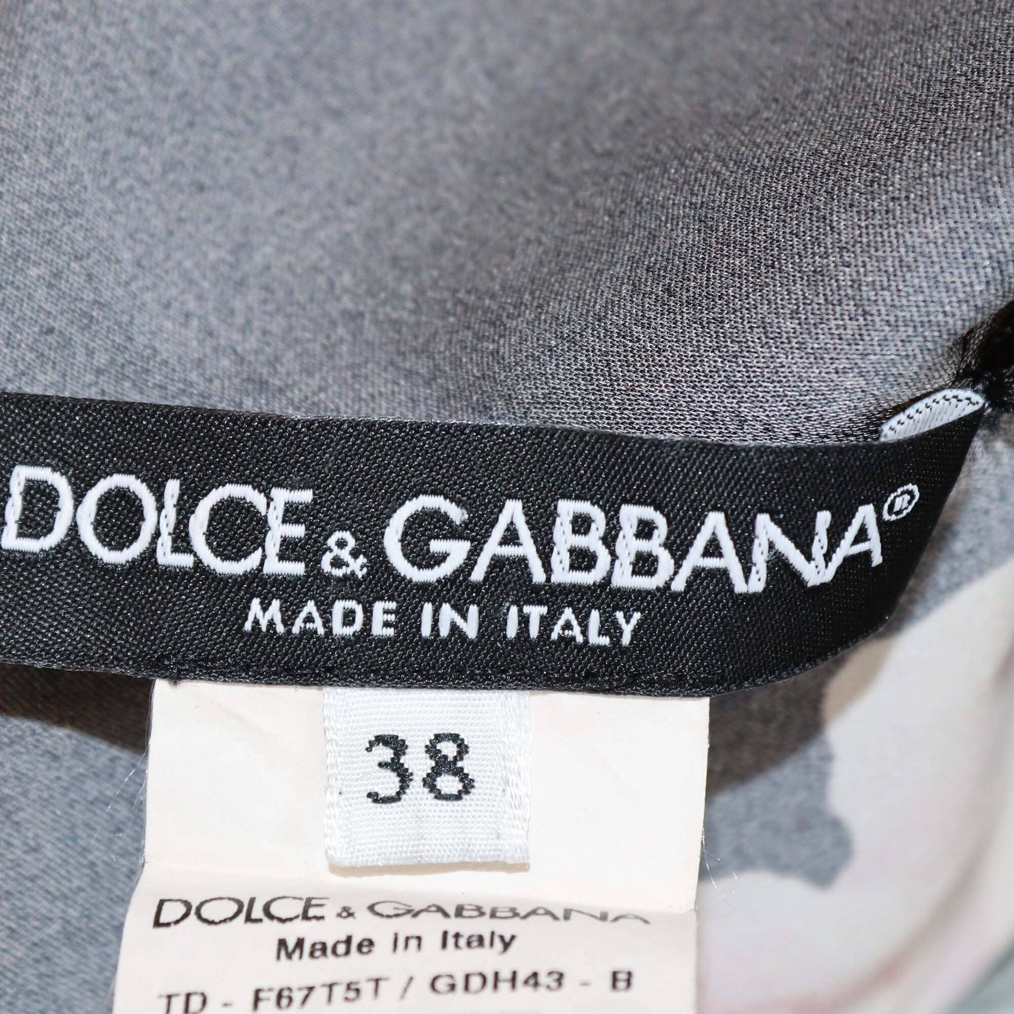 Dolce & Gabbana Black/Multicolor Floral Print Half Sleeve Belted Maxi Dress Womens Dolce & Gabbana