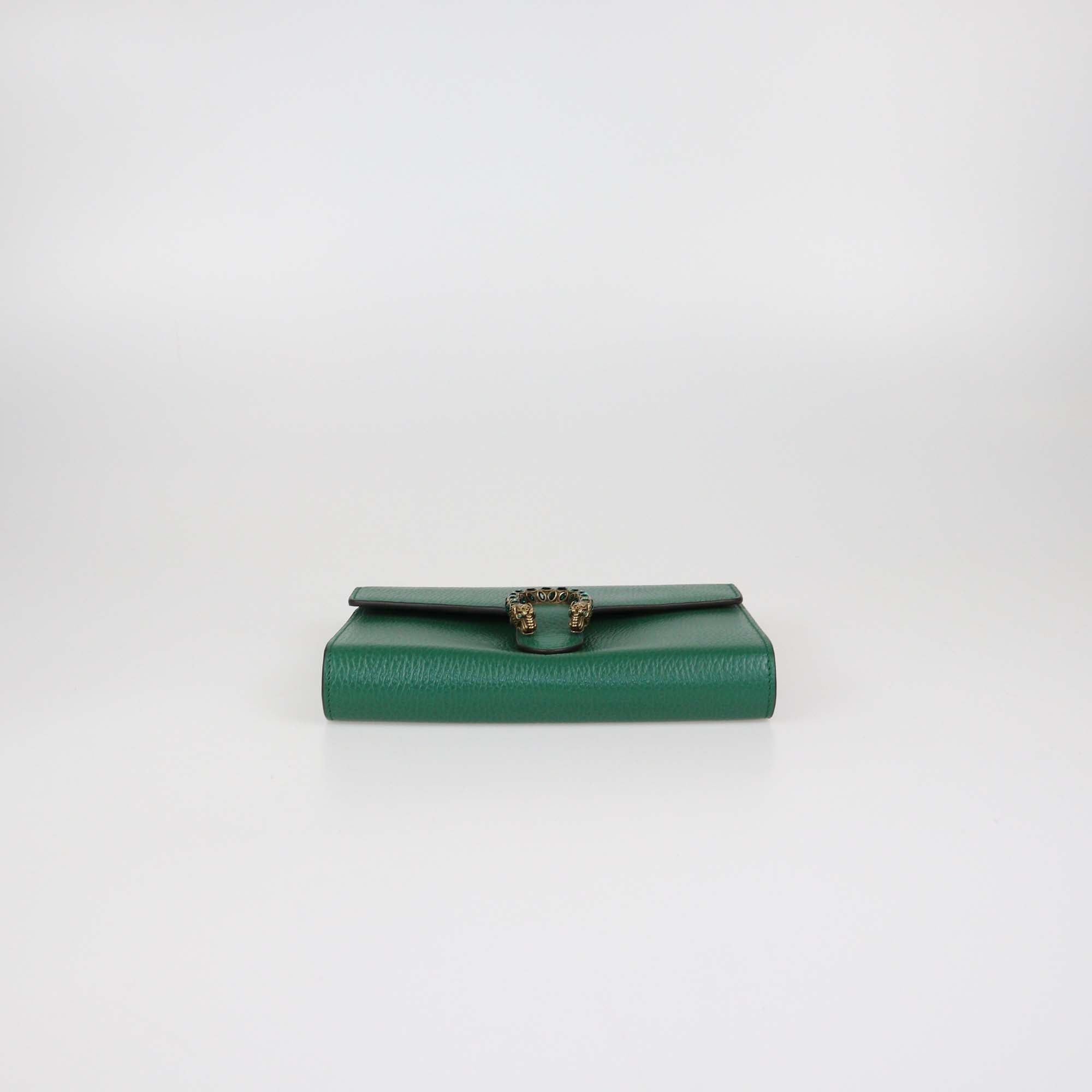Gucci Green Leather Crystal Dionysus Wallet on Chain