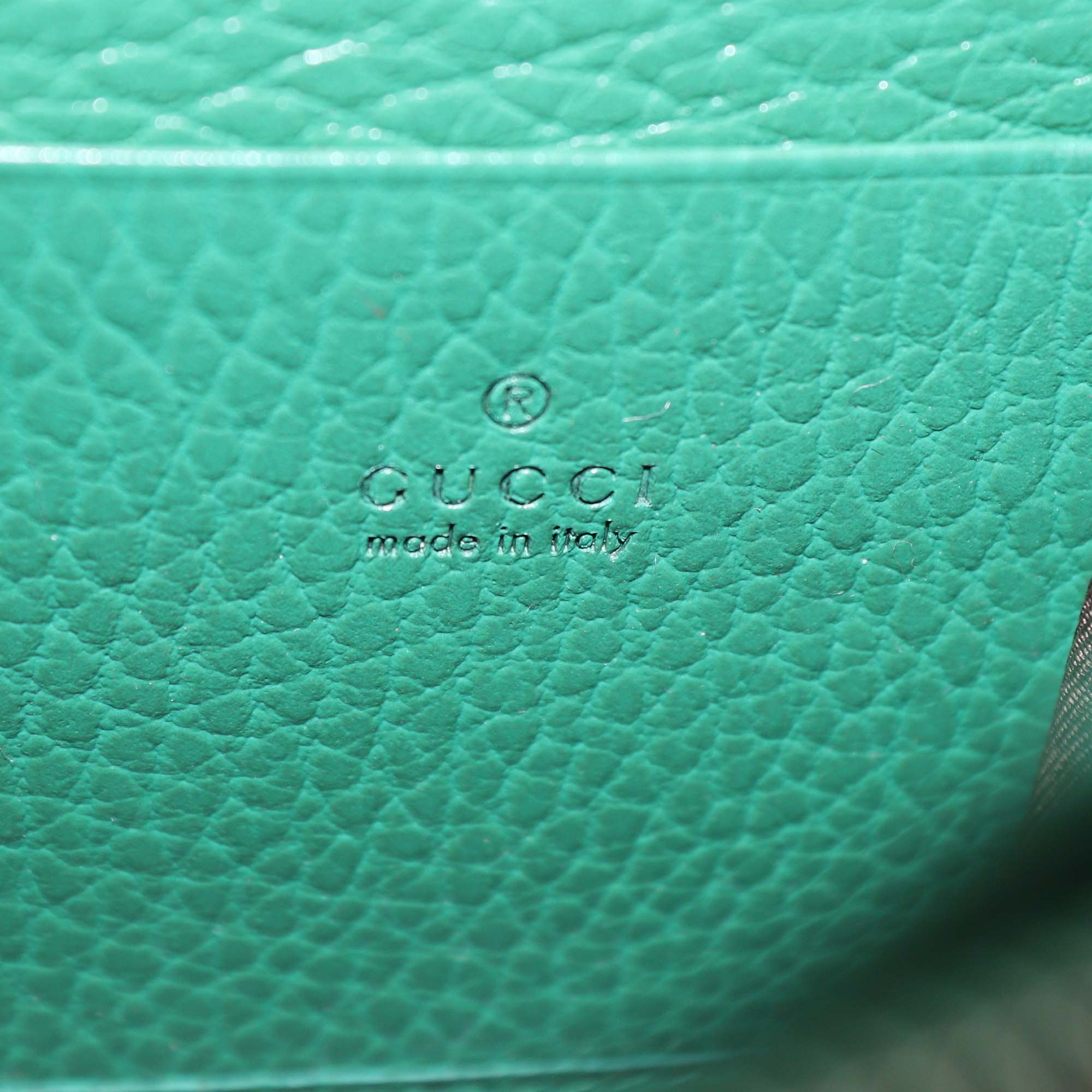 Gucci Green Leather Crystal Dionysus Wallet on Chain