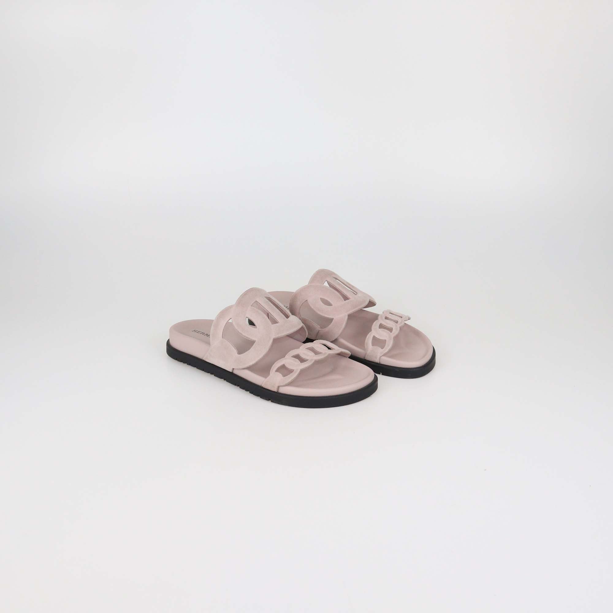 Hermes Beige Argile Suede Extra Sandals