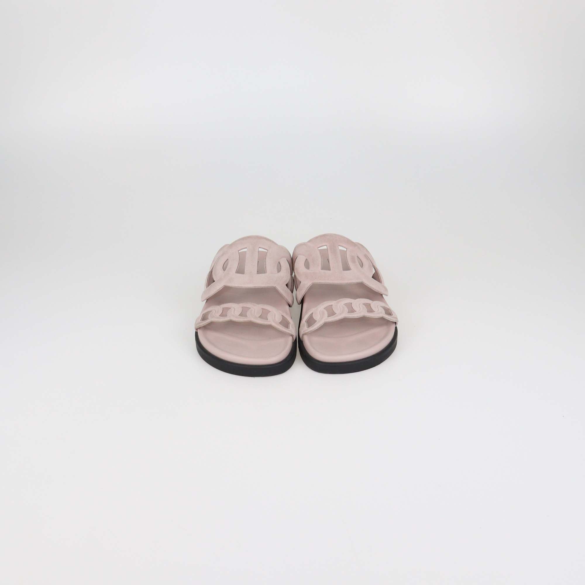 Hermes Beige Argile Suede Extra Sandals