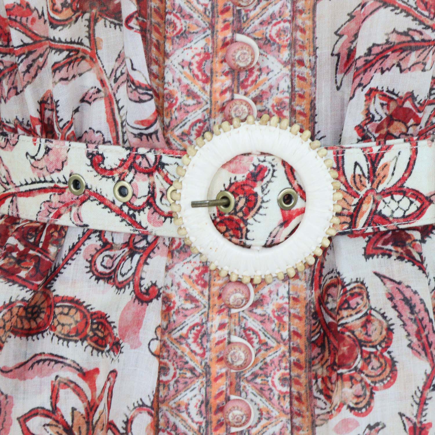 Zimmerman Multicolor Floral Print Ramie Blouse and Belted Skirt Sets
