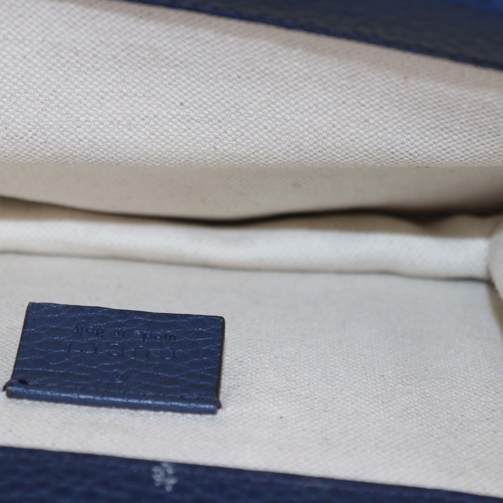 Gucci Navy Blue Leather Mini Crystal Dionysus Shoulder Bag