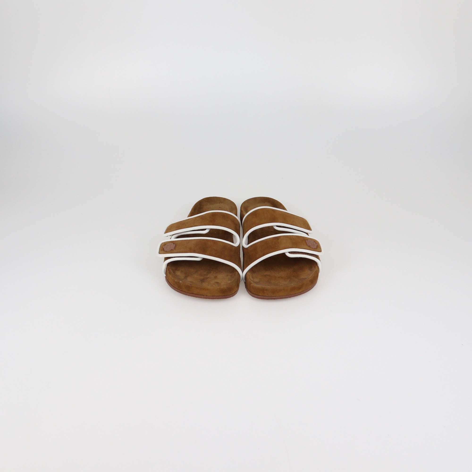 Loro Piana Brown Suede Leather Waikiki Flat Slides