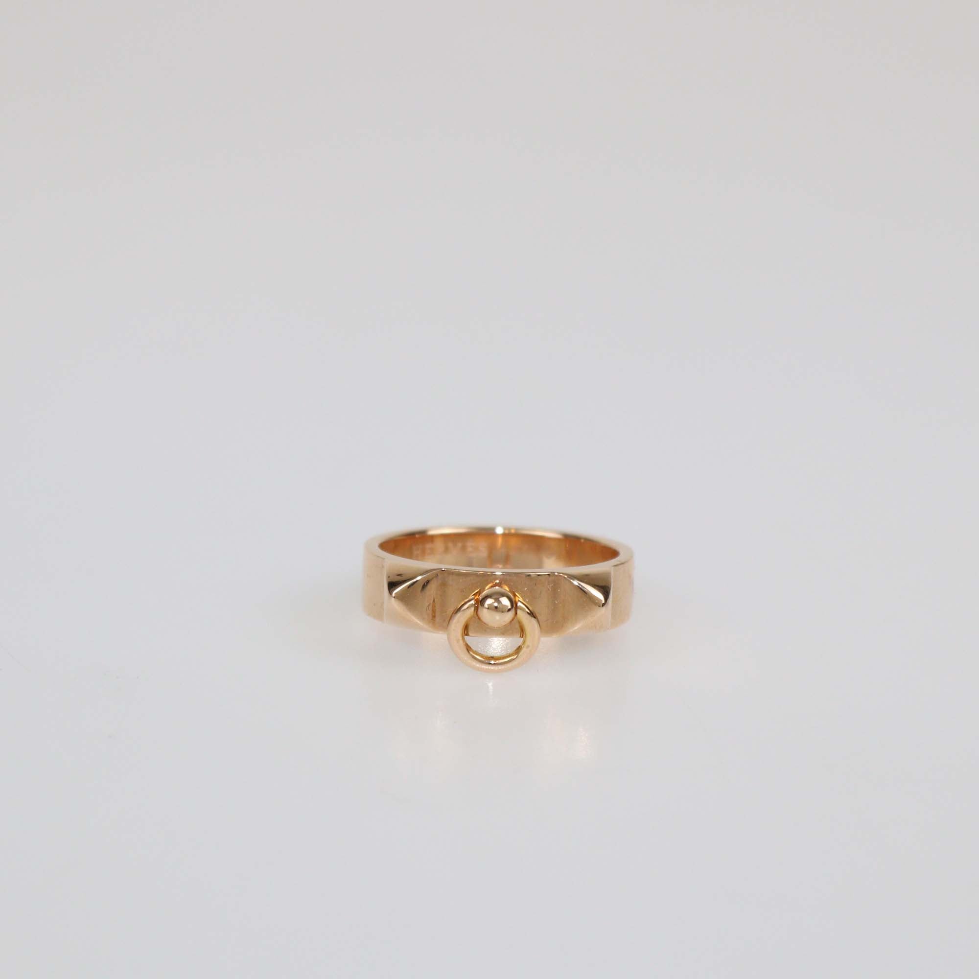 Hermes 18K Rose Gold Collier De Chein Small Model Band Ring