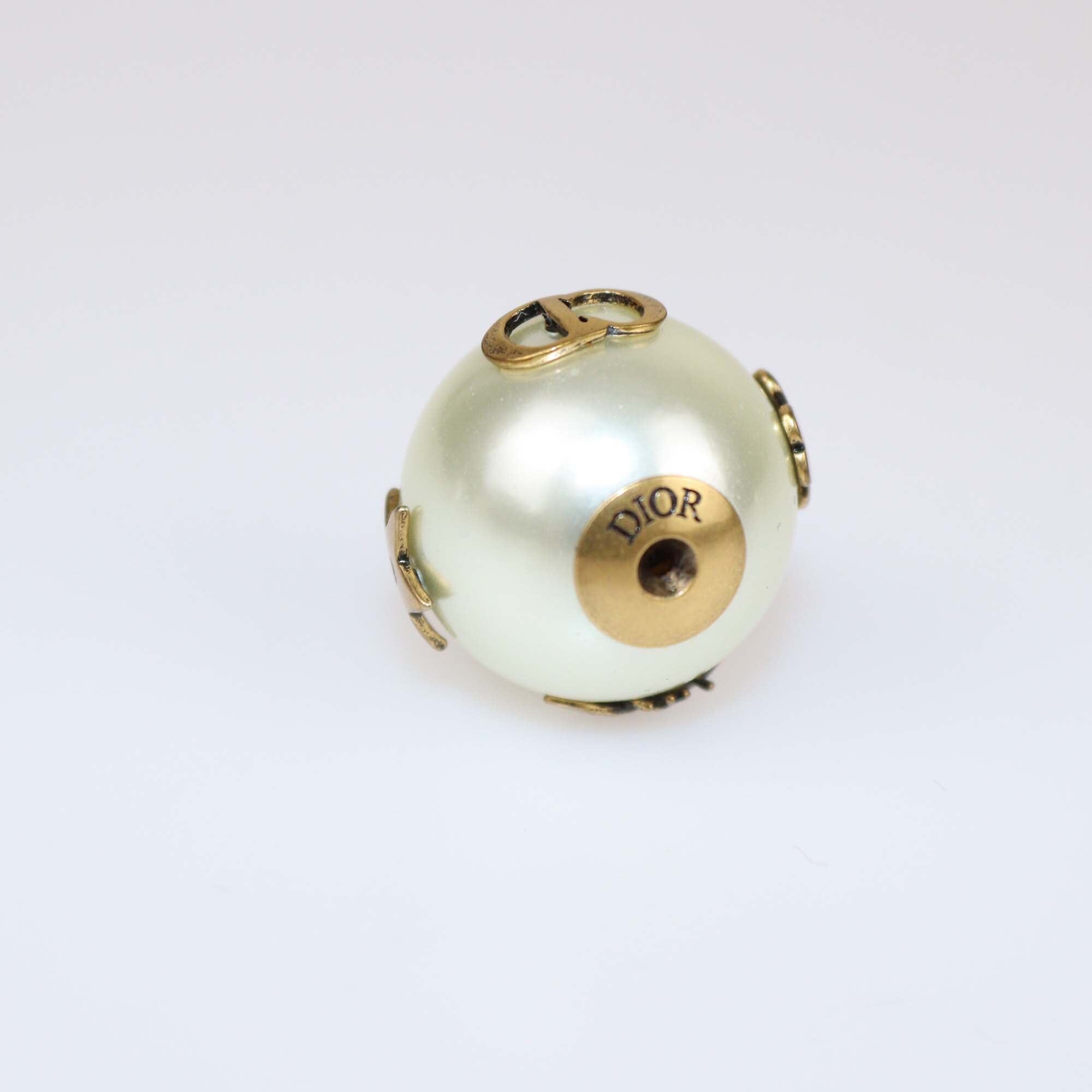 Christian Dior Tribales Aged Gold Tone Crystal Faux Pearl Asymmetric Earrings Womens Christian Dior
