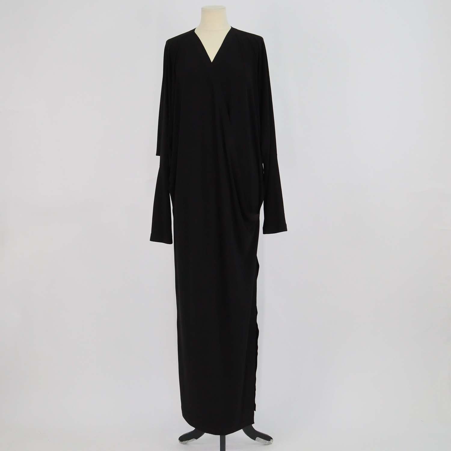 Norma Kamali Black Jersey Long Sleeve Long Dress