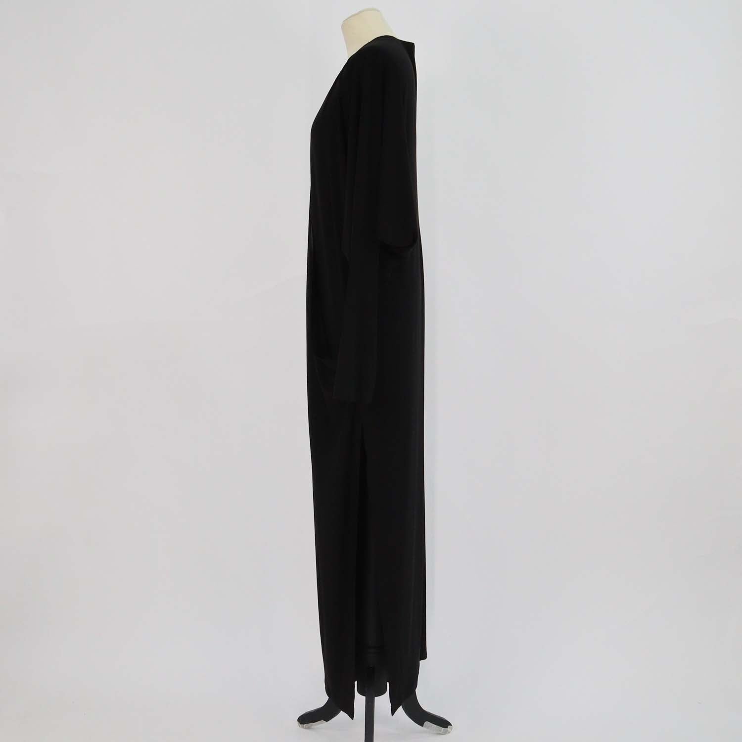 Norma Kamali Black Jersey Long Sleeve Long Dress