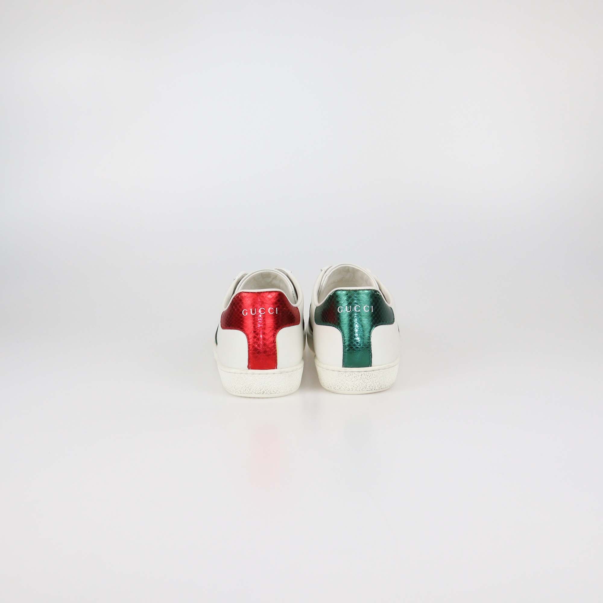 Gucci White Leather Ace Bee Low Top Sneakers
