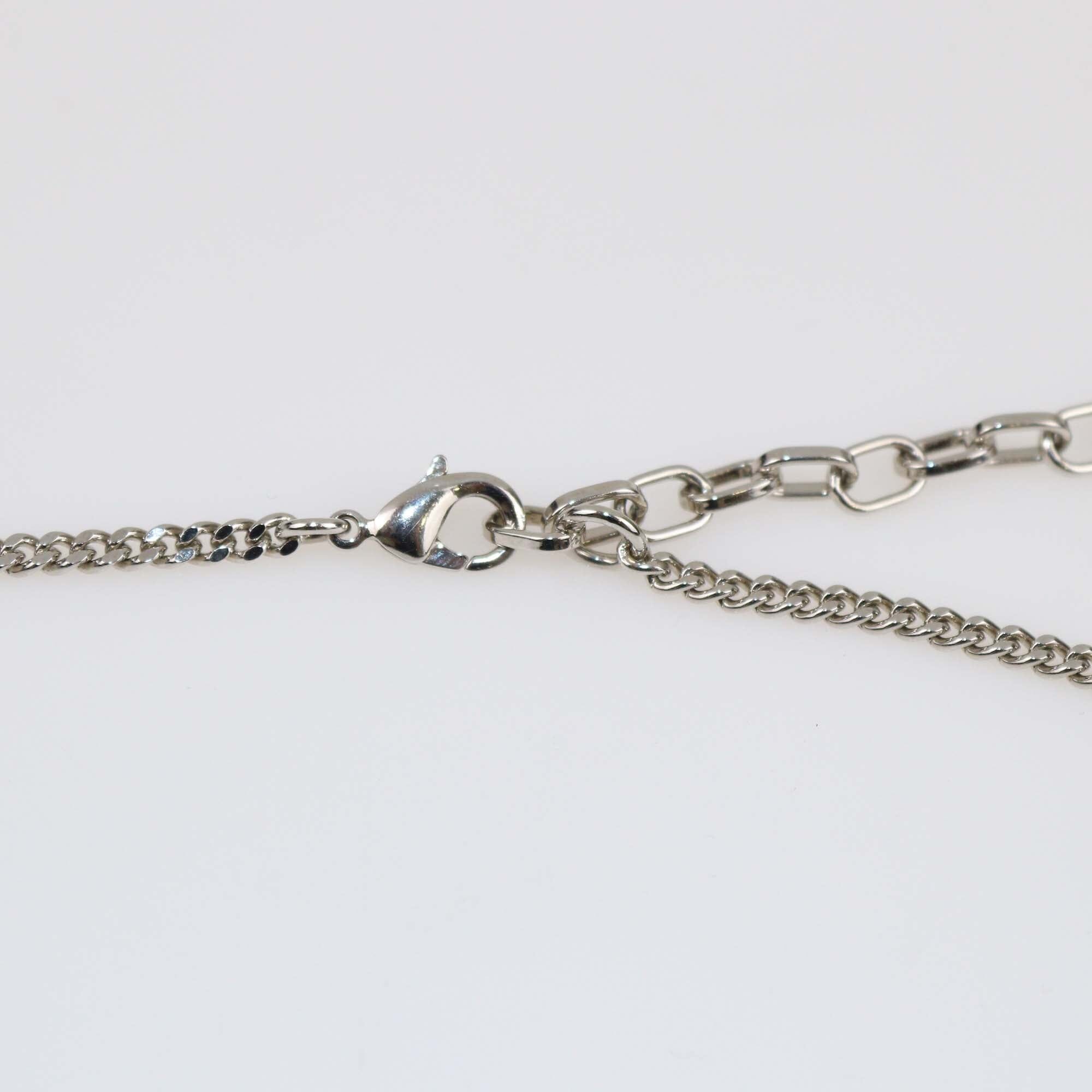 Christian Dior Two-Tone Crystal Oblique Pendant Necklace Mens Christian Dior