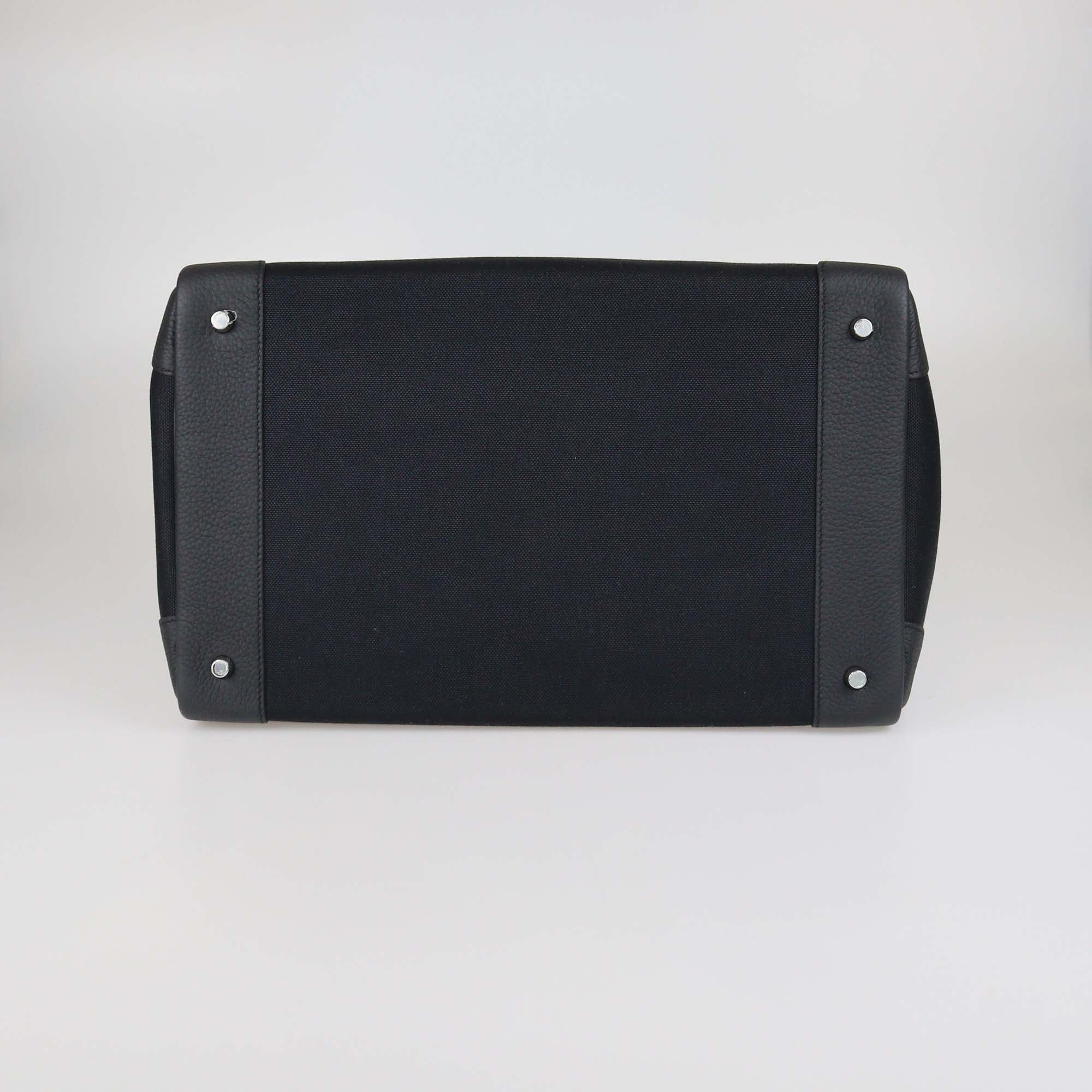 Hermes Noir Togo Leather/ Toile HAC Birkin 40 PHW