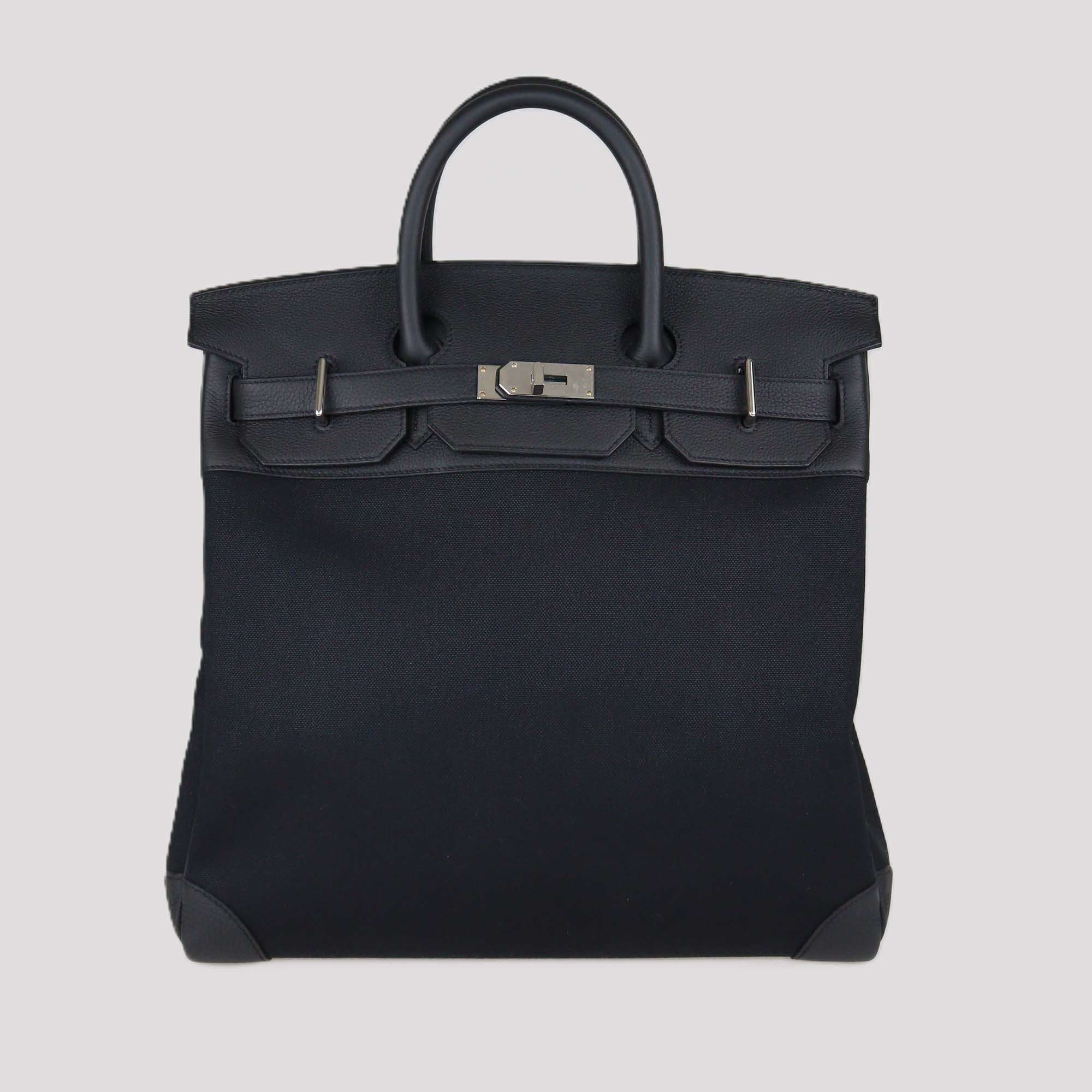 Hermes Noir Togo Leather/ Toile HAC Birkin 40 PHW