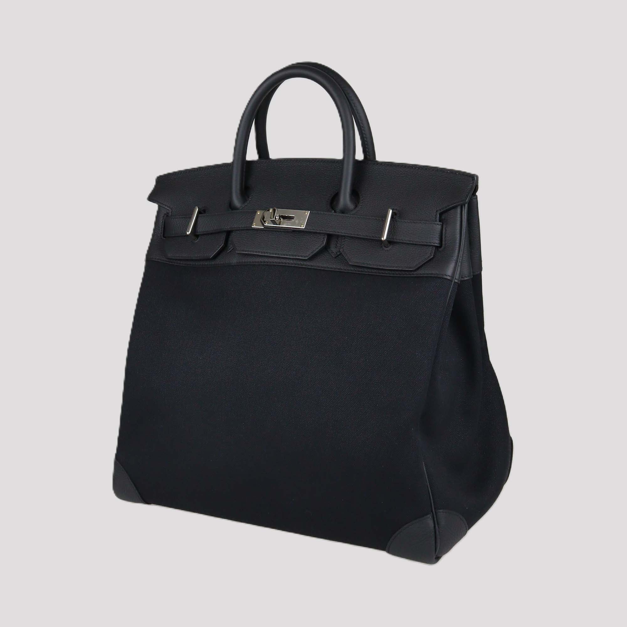 Hermes Noir Togo Leather/ Toile HAC Birkin 40 PHW