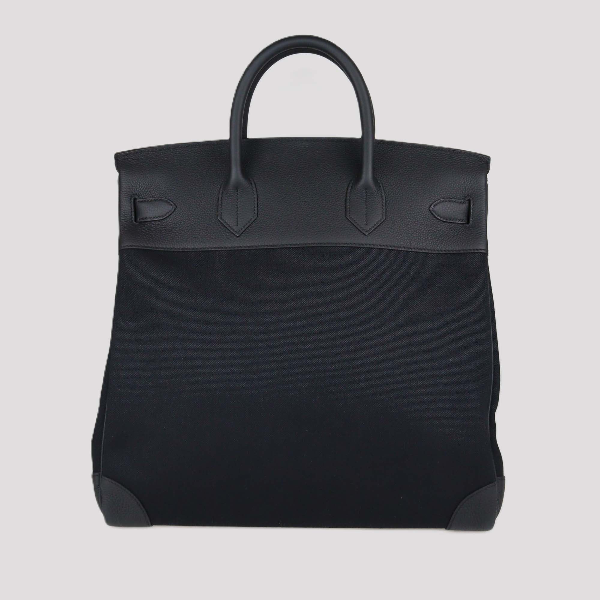 Hermes Noir Togo Leather/ Toile HAC Birkin 40 PHW