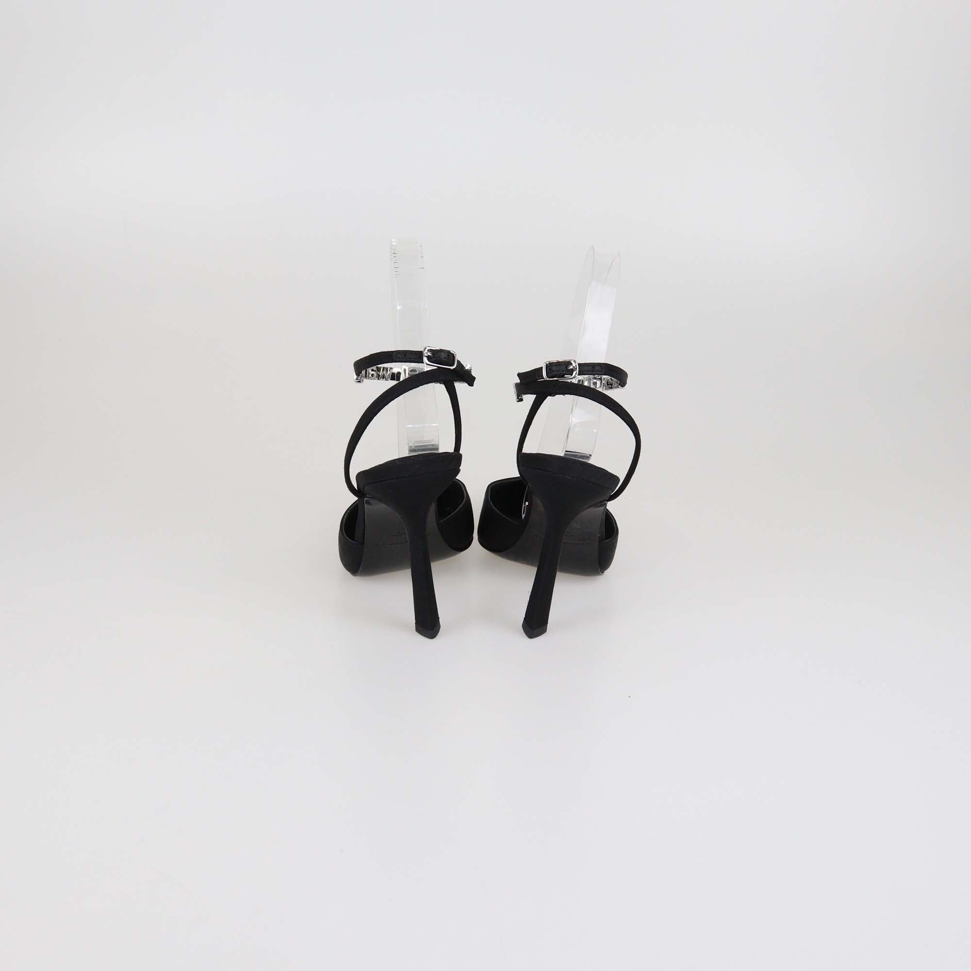 Alexander Wang Black Fabric Delphine 105 Logo Strap Pumps