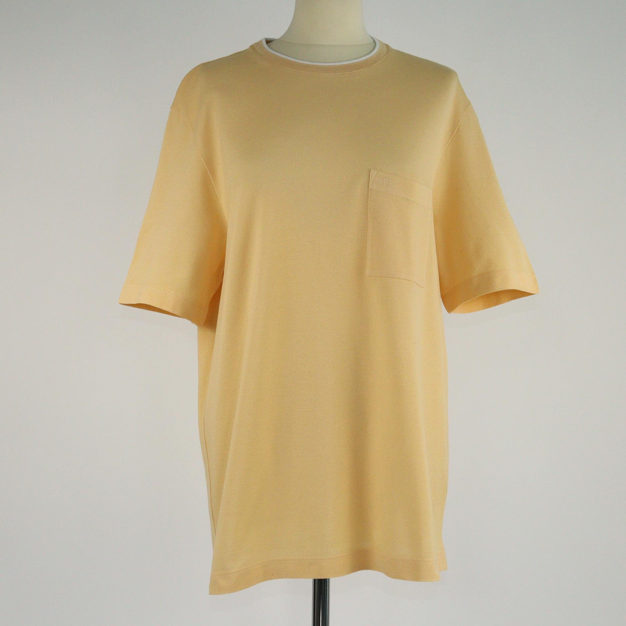 Hermes Yellow Pique Crew Neck T-Shirt Mens Hermes